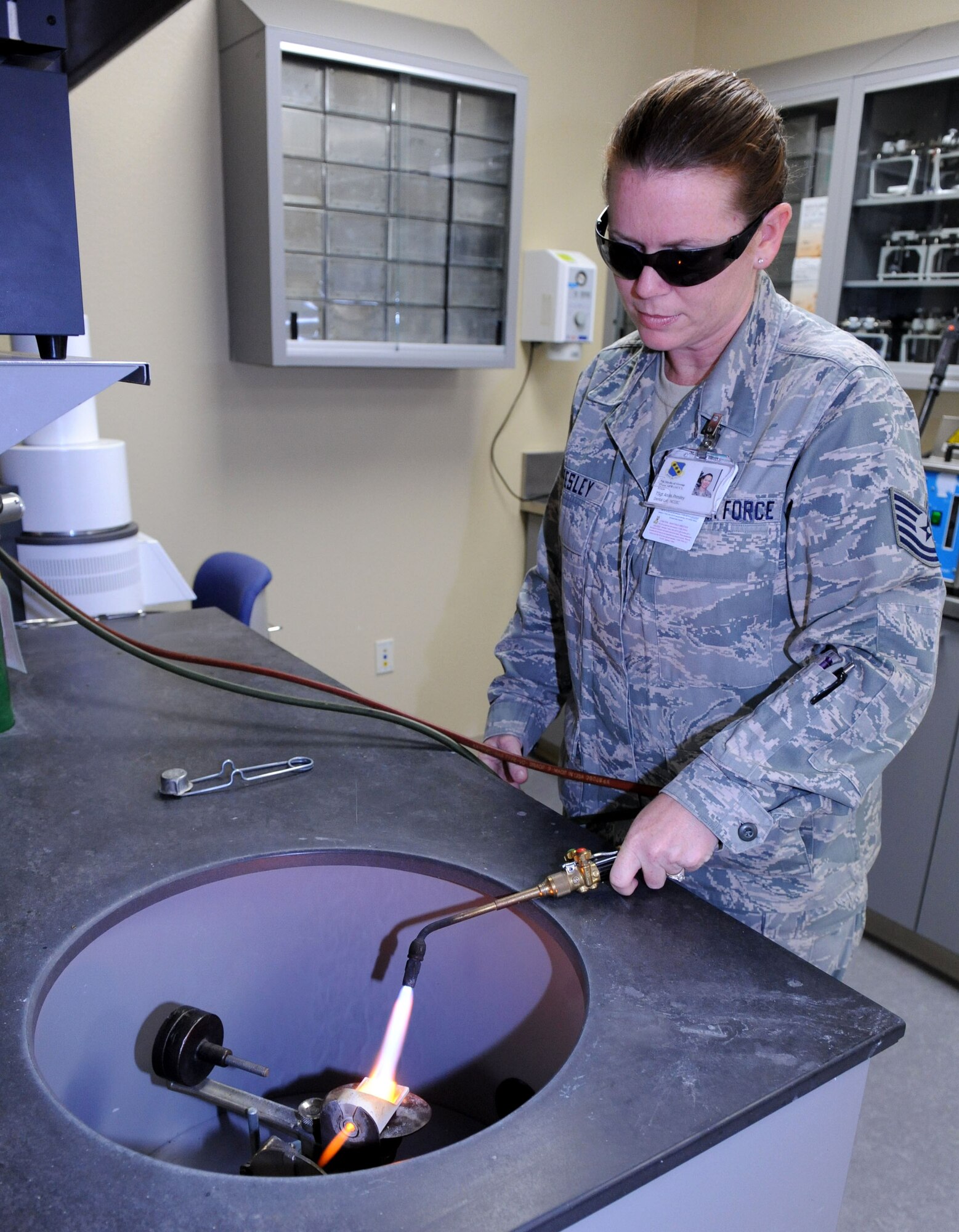 Tech. Sgt. Anita Presley, 7th Aerospace Medical Squadron, prepares a cast, prior to utilizing it to fabricate a removable prosthetic, Sept. 26, 2013, at the 7th Medical Group on Dyess Air Force Base, Texas.  The dental staff performs a variety of surgeries to keep military members in deployable status. (U.S. Air Force photo by Airman 1st Class Kedesha Pennant/Released)


