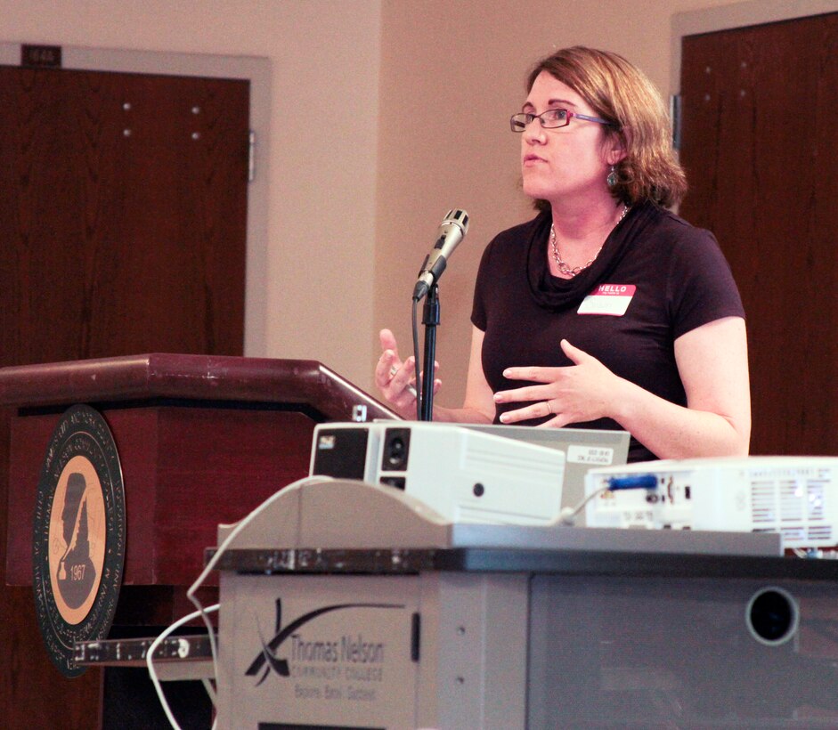 Susan Conner,chief of the environmental analysis section at the Norfolk District, U.S. Army Corps of Engineers, gives a public brief about the oyster master plan that involved Virginia and Maryland tributaries. 