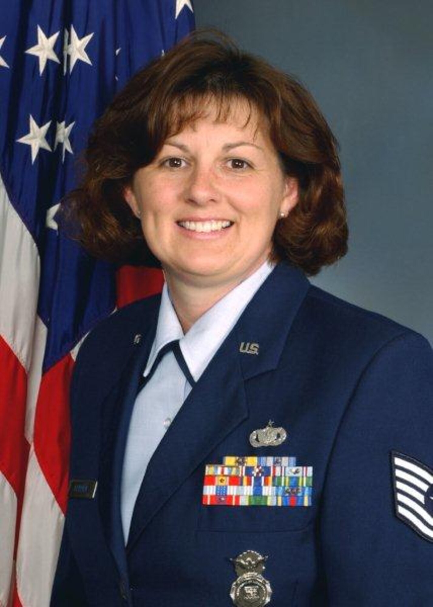 Tech. Sgt. Joanne Bratten, now a 341st Missile Wing Information Security chief, poses for an official photo before retiring from active-duty in 2005.  (Courtesy photo)