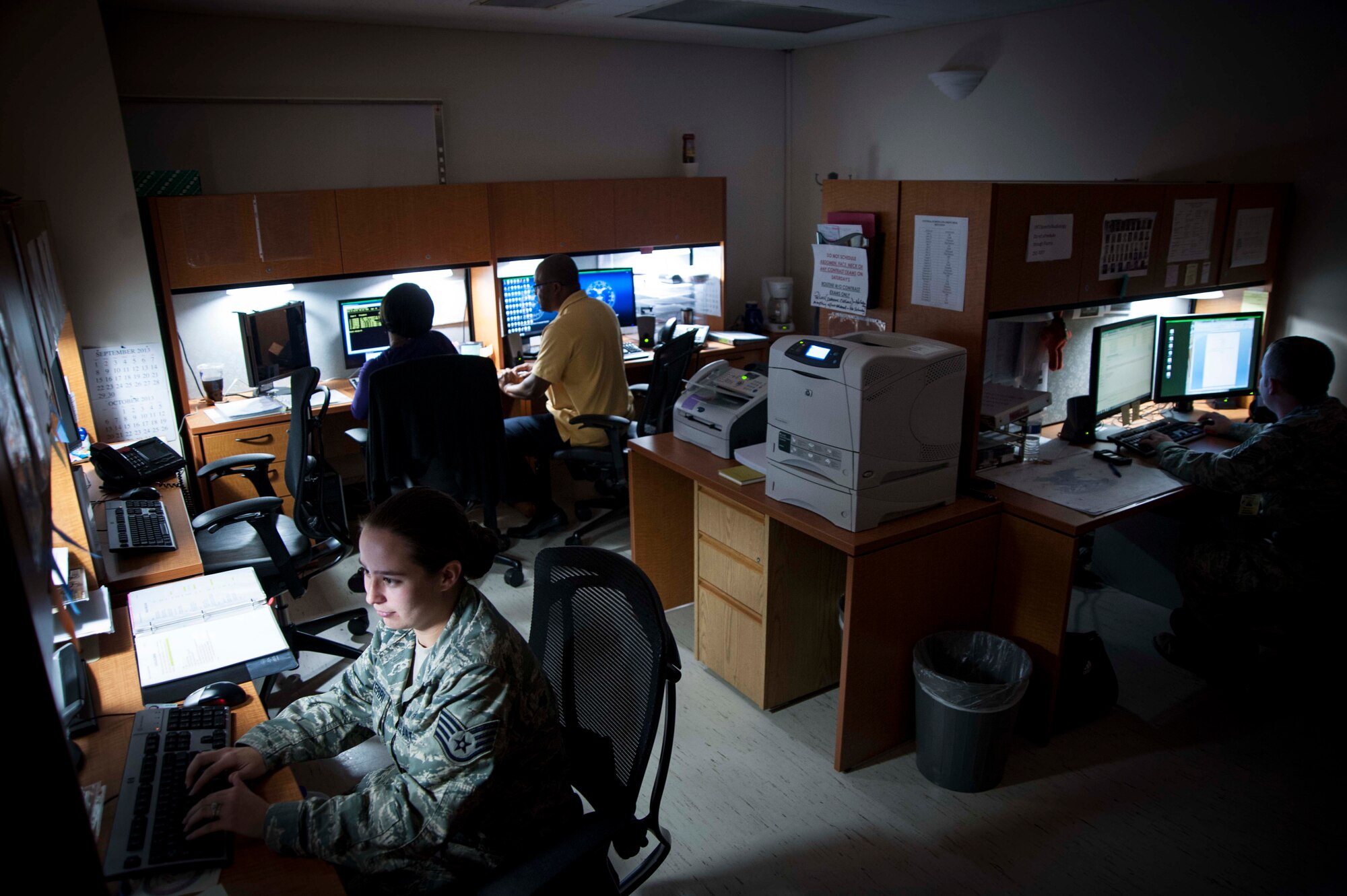 Appointment schedulers at the Wilford Hall Ambulatory Surgical Center provide scheduling services for all medical treatment facilities across the San Antonio Military Health System (SAMHS), Oct. 1, 2013. The modalities and services covered include computed tomography (CT), magnetic resonance imaging (MRI), ultrasound (US), and mammograms. A consolidated scheduling system for radiology services within SAMHS began in Dec. 2012 and has since saved the Air Force more than $1 million and improved patient's access to care.  (U.S. Air Force photo/Staff Sgt. Corey Hook)







