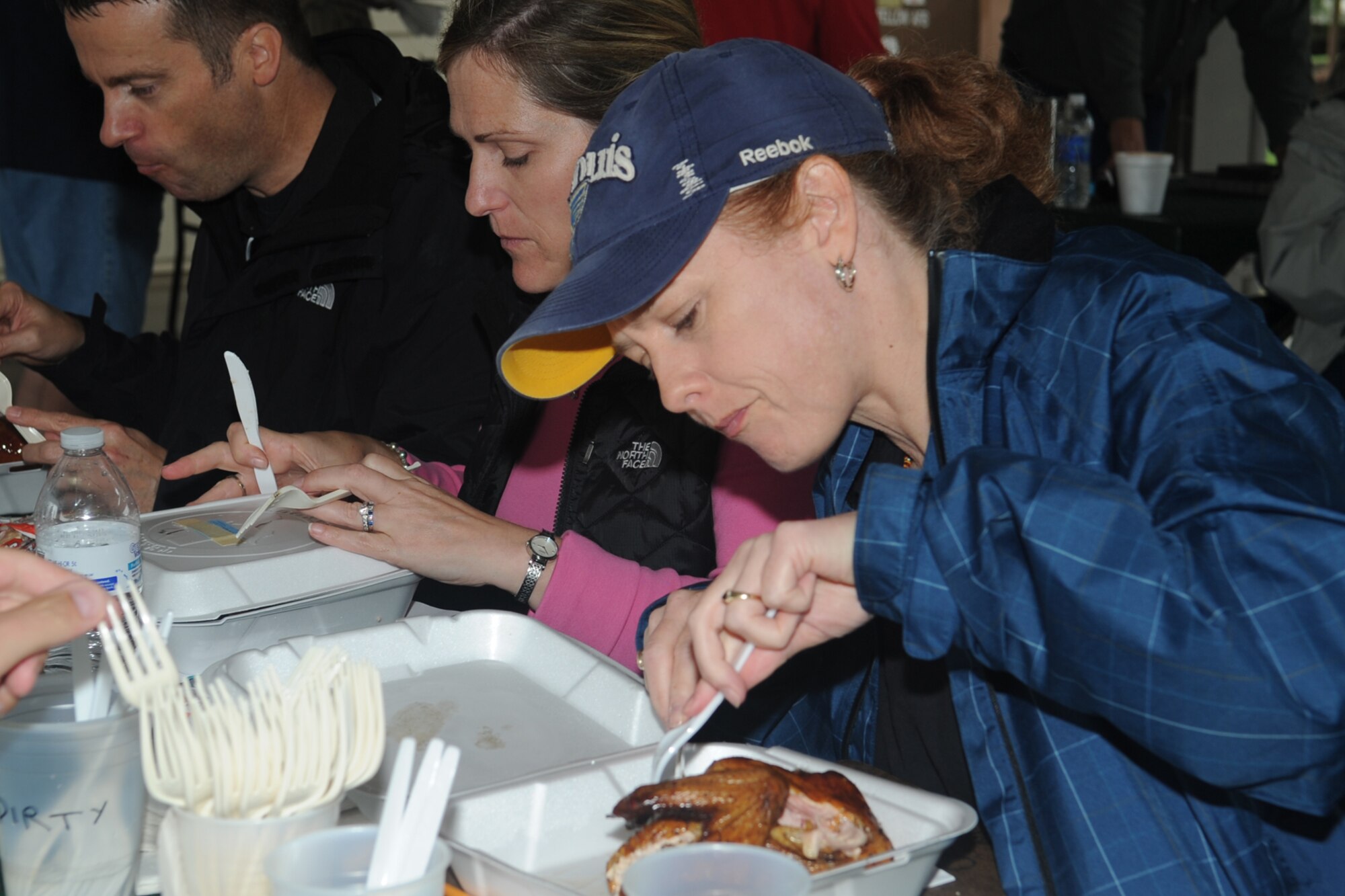 SAN ANGELO, Texas -- Col. Kimberlee Joos, 17th Training Wing Commander, tastes the chicken during the 40th Annual Armed Forces Chili Cookoff at the Goodfellow Air Force Base Recreation Camp Sept. 28. The judges panel included members from the base and the surrounding area. (U.S. Air Force photo by Staff Sgt. Laura R. McFarlane)