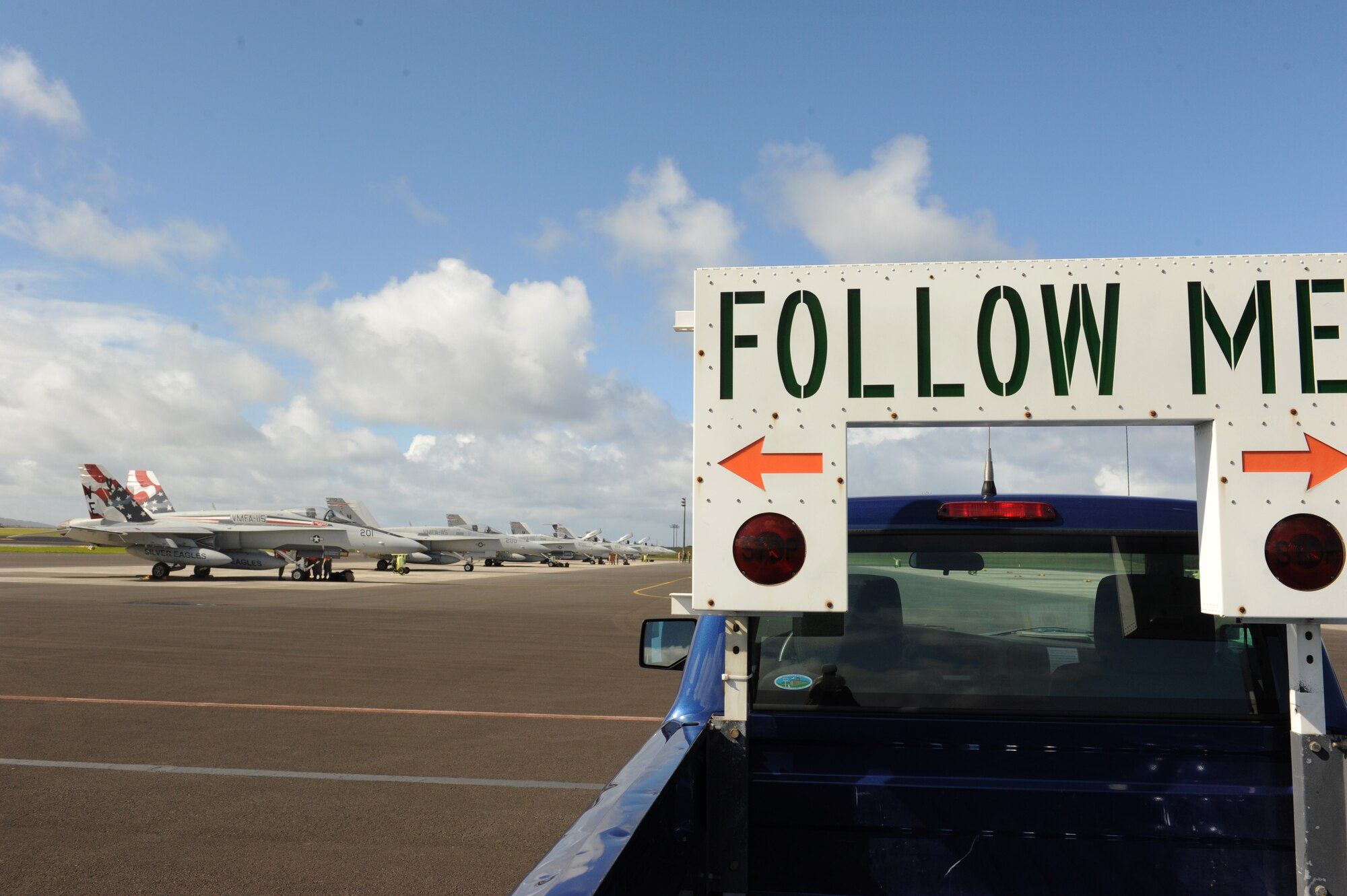 U.S. Marine Corps F/A-18 Hornets, from the Marine Fighter Attack Squadron 115, land Oct. 2, 2013, at Lajes Field, Azores. The Marines will take crew rest and refuel, then leave for VMFA-115 at Marine Corps Air Station, Beaufort, S.C. (U.S. Air Force photo by Guido Melo/Released)