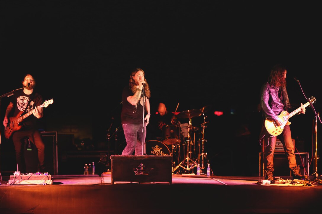 Royal Bliss, a rock band from Salt Lake City, performs at the Officer’s Club aboard Marine Corps Air Station Miramar, Calif., Oct. 3.  The band started out in a basement and has been playing together for 15 years.