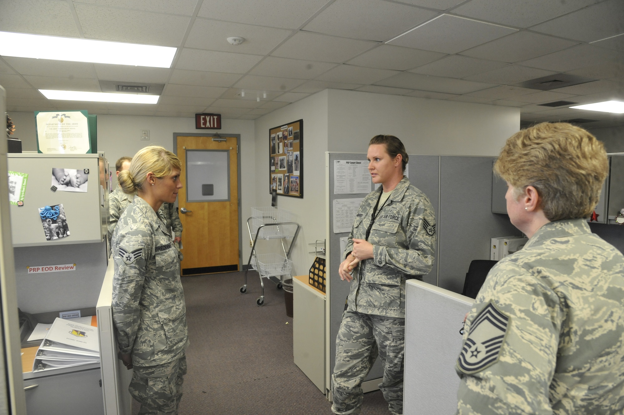 Senior Airman Bryenna Breckheimer, 2012 Air Force Global Strike Command Outstanding Airman of the Year, speaks with Airmen from the 509th Medical Group at Whiteman Air Force Base, Mo., Sept. 25, 2013. As a medical professional herself, Breckheimer dedicated more than 80 hours toward Troop Medical Clinic expansion, educated more than 250 Afghans on sanitation and hygiene efforts, and tested 200 blood units for the critical blood bank at the Afghan National Army Hospital while deployed to Afghanistan in 2011. (U.S. Air Force photo by Airman 1st Class Keenan Berry/Released)


