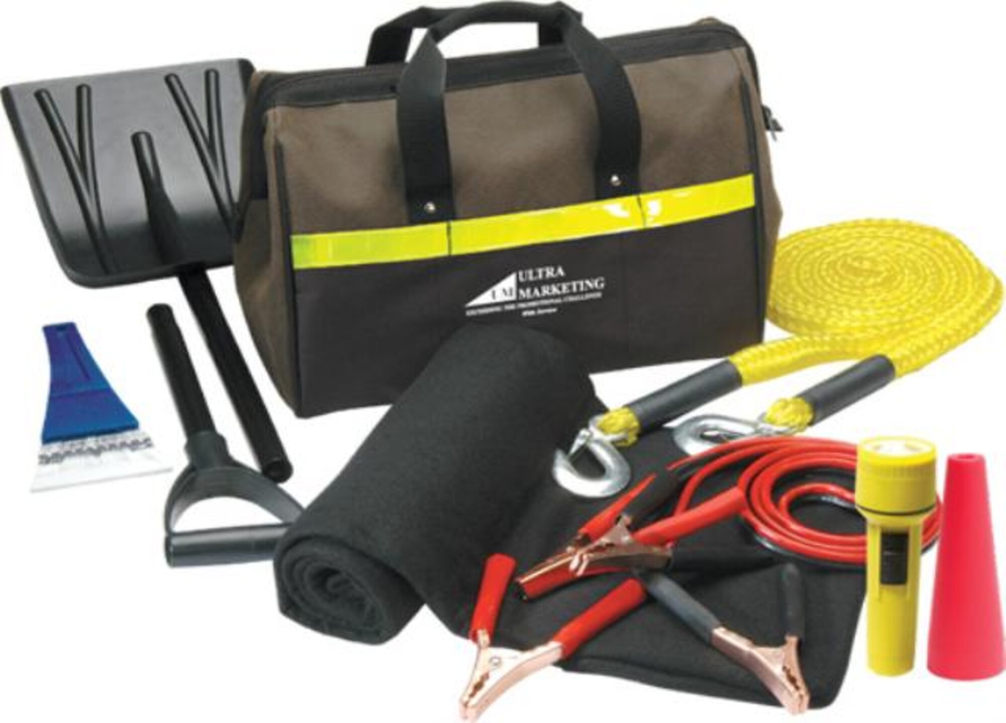 A simple vehicle empergency kit designed to prepare for the winter weather. A shovel, ice scraper, blanket and jumper cables are just a few key pieces for a vehicle survival kit. (courtesy photo)
