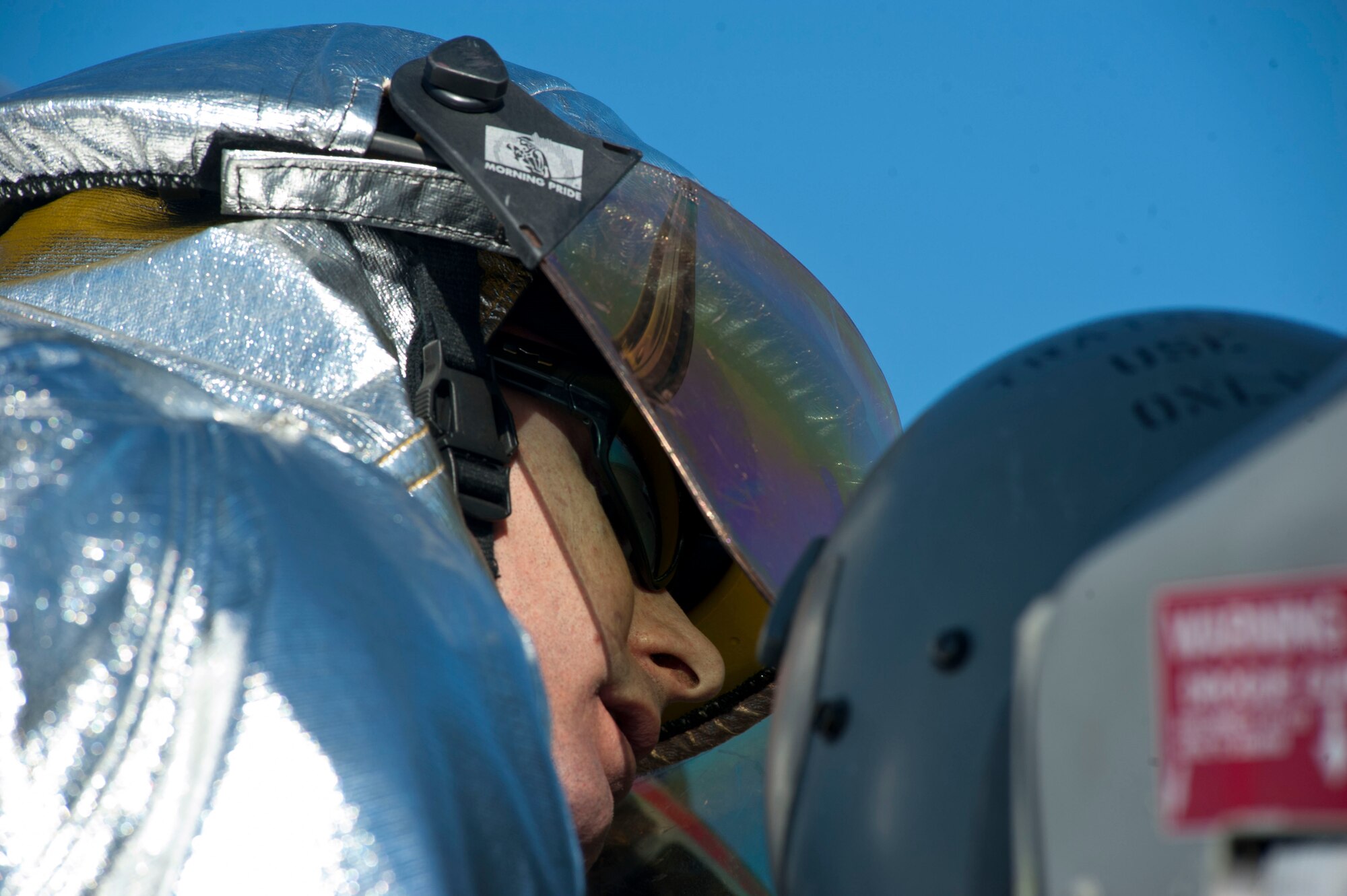 Firefighters from Sheppard conduct egress training Sept. 26, 2013. Egress training is meant to simulate extraction of a downed pilot in a hazardous situation. (U.S. Air Force photo by Airman 1st Class Jelani Gibson)