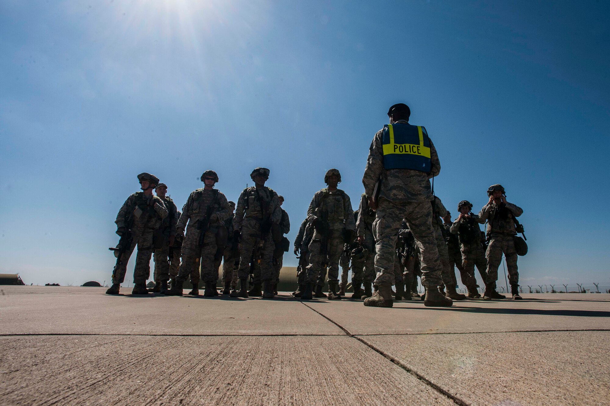 Staff Sgt. Lamarcus Stallings, 39th Security Forces evaluator, briefs Airmen assigned to the 39th Security Forces Squadron prior to a force-on-force training exercise Sept. 25, 2013, at Inicirlik Air Base Turkey. Security Forces member participate in exercises to prepare Airmen for possible real-world situations. (U.S. Air Force photo by Airman 1st Class Nicole Sikorski/Released)