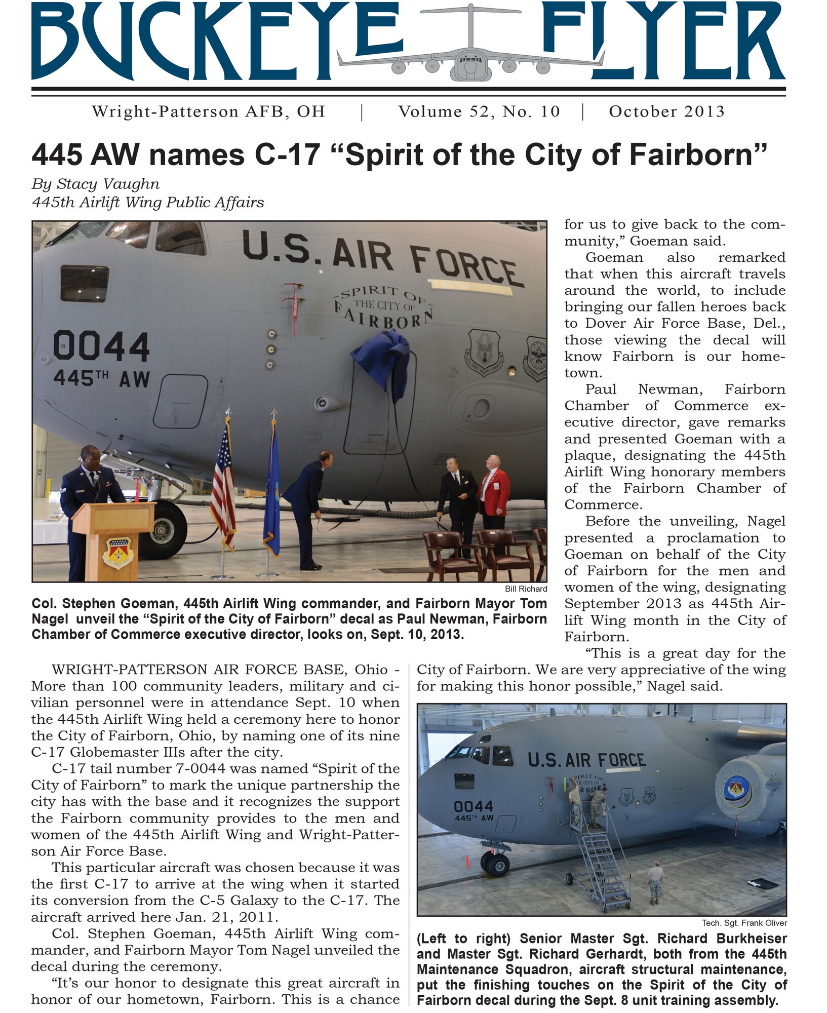 WRIGHT-PATTERSON AIR FORCE BASE, Ohio - The Buckeye Flyer is the official publication of the 445th Airlift Wing and includes eight pages of stories, photos and features. (U.S. Air Force photo) 
