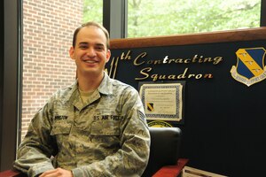 Staff Sgt. Bryan Winston, 11th Contracting Squadron contracting officer, works in support of the medical commodity and service community for Malcolm Grow Medical Surgery Center, is Team Andrews Warrior of the Week. (U.S. Air Force photo/ Ms. Amber J. Russell)