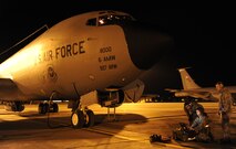 Airmen from the 92nd Aircraft Maintenance Squadron get the task open for the co-pilot instrument power supply operational check during a preflight inspection of a KC-135 Stratotanker on the flightline at Fairchild Air Force Base, Wash., Sept. 25, 2013. (U.S. Air Force photo by Airman 1st Class Janelle Patiño/Released)