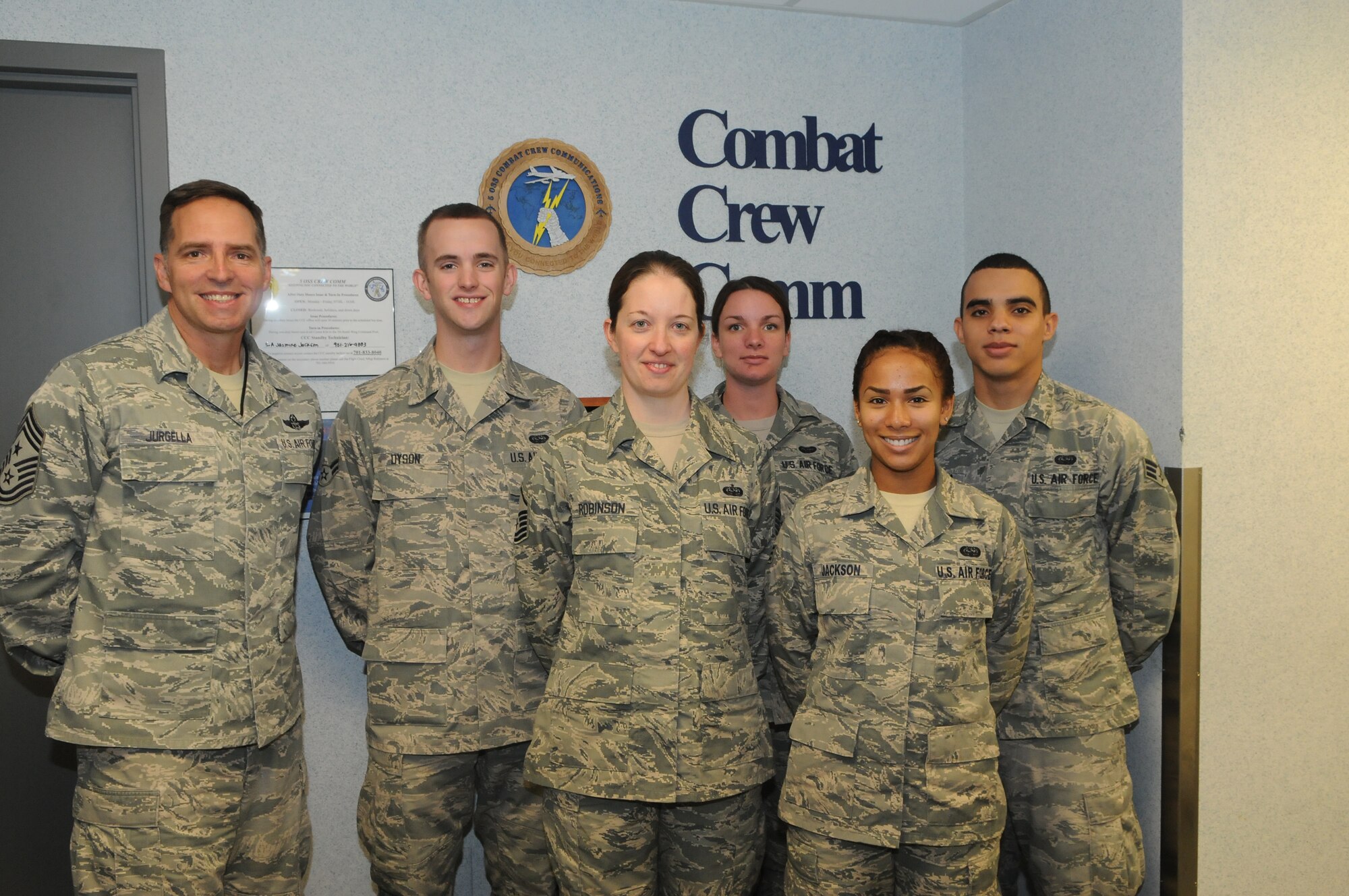 The 5th Operations Support Squadron Combat Crew Communications section provides the reigns of communication for all 5th Bomb Wing nuclear and conventional flying missions. They also develop and issue the command's best combat mission folder packages, communication kits, and flight information publication bags, while furnishing aviators with error-free satellite connectivity components and cryptographic equipment necessary for safe and secure command and control communications. Combat crew communications also maintains more than 13,000 flight information publications, which ensures navigational aids supplied to aviators are current and covers route of flight.  This section was recently recognized as a superior team during the Nuclear Surety Staff Assistance Visit in September 2013. (Photo courtesy of the Command Chief’s Office)