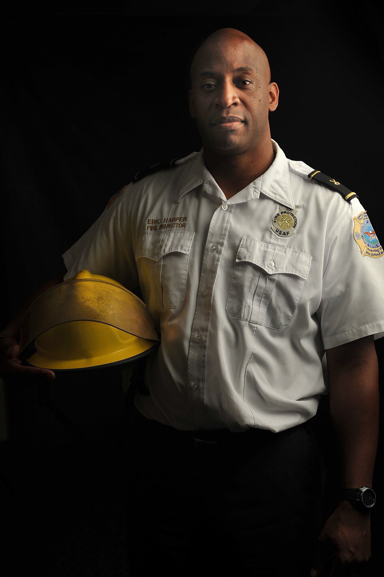 For 22 years, Eric Harper, 4th Civil Engineer Squadron lead fire inspector, worked as a firefighter in the Air Force.  Now, he uses his skills and knowledge for another key element in fire safety: prevention.  Fire Prevention Week is Oct. 7-11 and increases awareness to Service members and their families about the importance of fire safety.  (U.S. Air Force photo by Airman 1st Class Brittain Crolley)