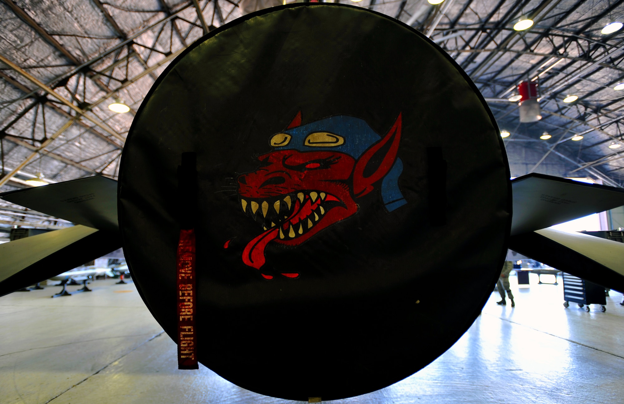 The 36th Fighter Squadron’s emblem is displayed on the rear cover of an F-16 Fighting Falcon during a quarterly weapons load crew competition at Osan Air Base, Republic of Korea, Oct. 4, 2013. The 36th Aircraft Maintenance Unit weapons load crew took the coveted title of best weapons load crew for the 3rd quarter of 2013. (U.S. Air Force photo/Senior Airman Siuta B. Ika)