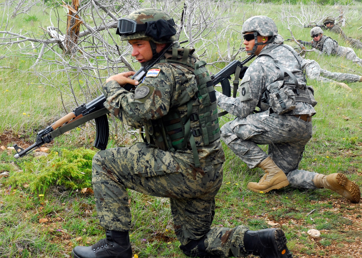 Soldiers from the Minnesota Army National Guard's 2nd Combined Arms Battalion, 136th Infantry Regiment train with members of the Croatian army in Knin, Croatia, May 16, 2012 during Guardex 12.