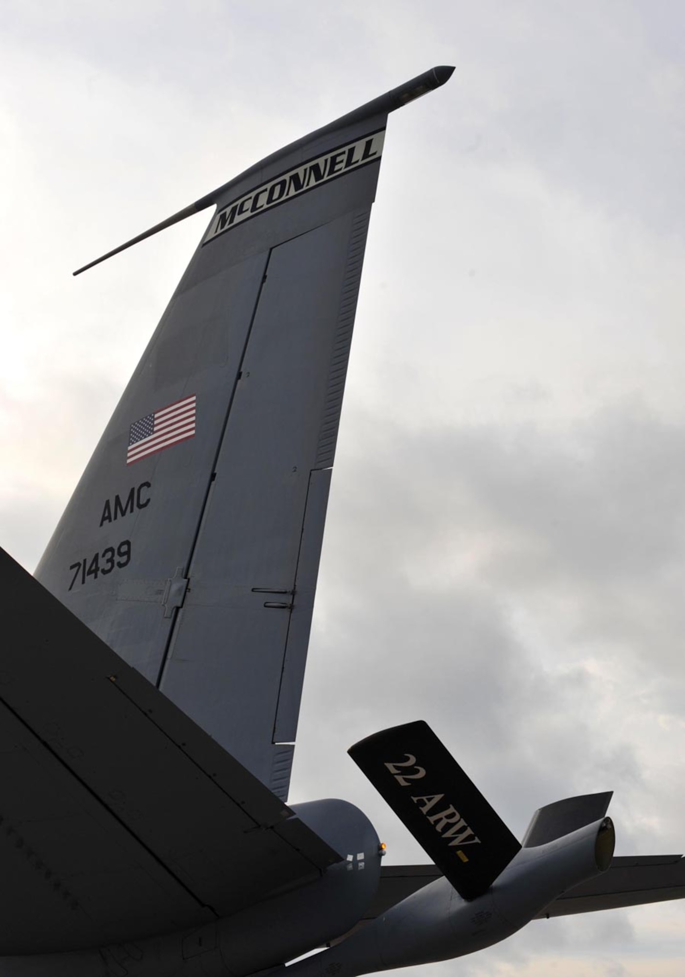 A KC-135 Stratotanker sits on the flight line at McConnell Air Force Base, Kan. Oct. 4, 2013. It is one of 62 tankers assigned to the base’s fleet. (U.S. Air Force photo/Staff Sgt. Jess Lockoski)