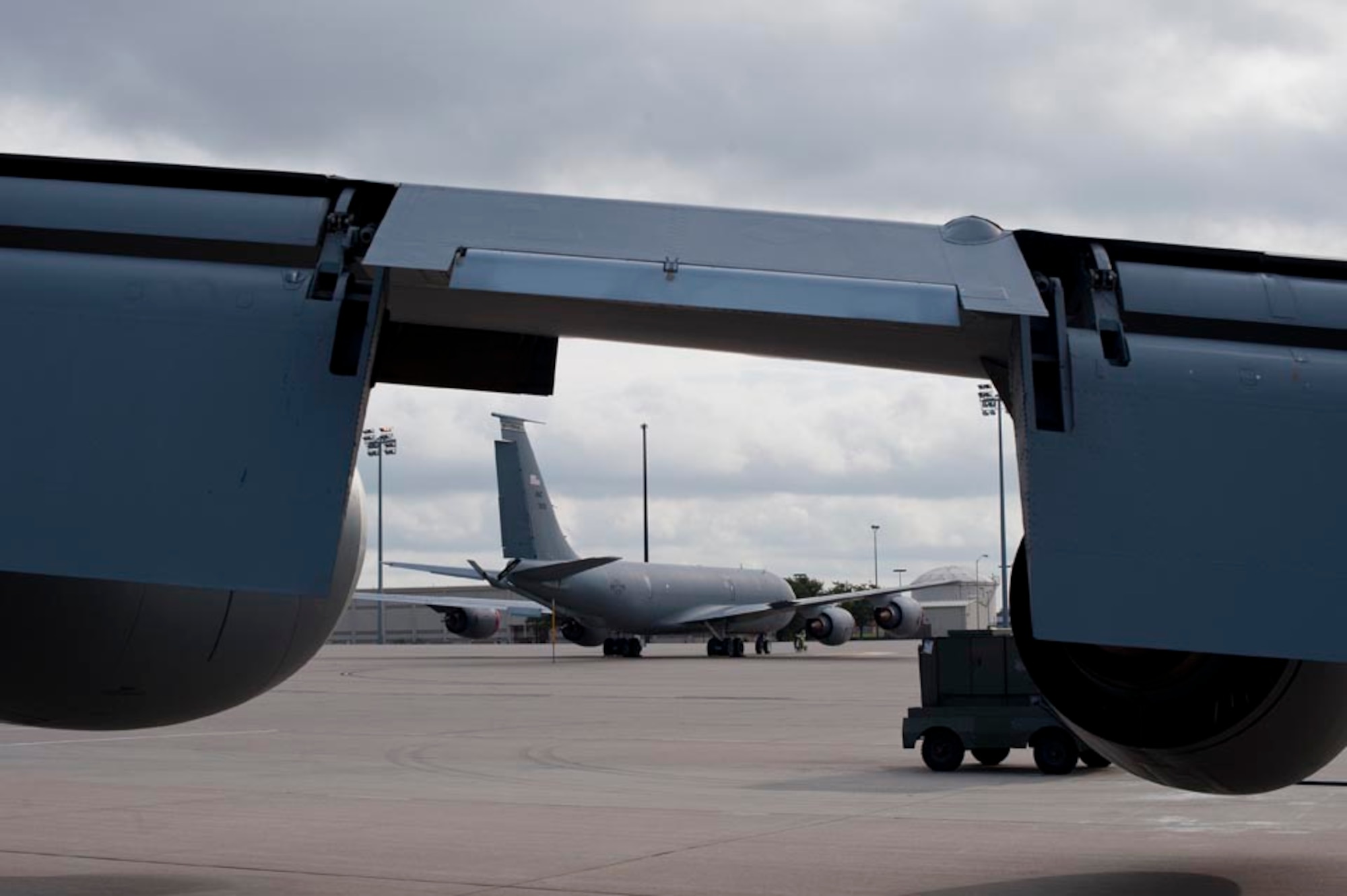 KC-135 Stratotankers sit on the flight line at McConnell Air Force Base, Kan. Oct. 4, 2013. They are among 62 tankers assigned to the base’s fleet. (U.S. Air Force photo/Staff Sgt. Jess Lockoski)