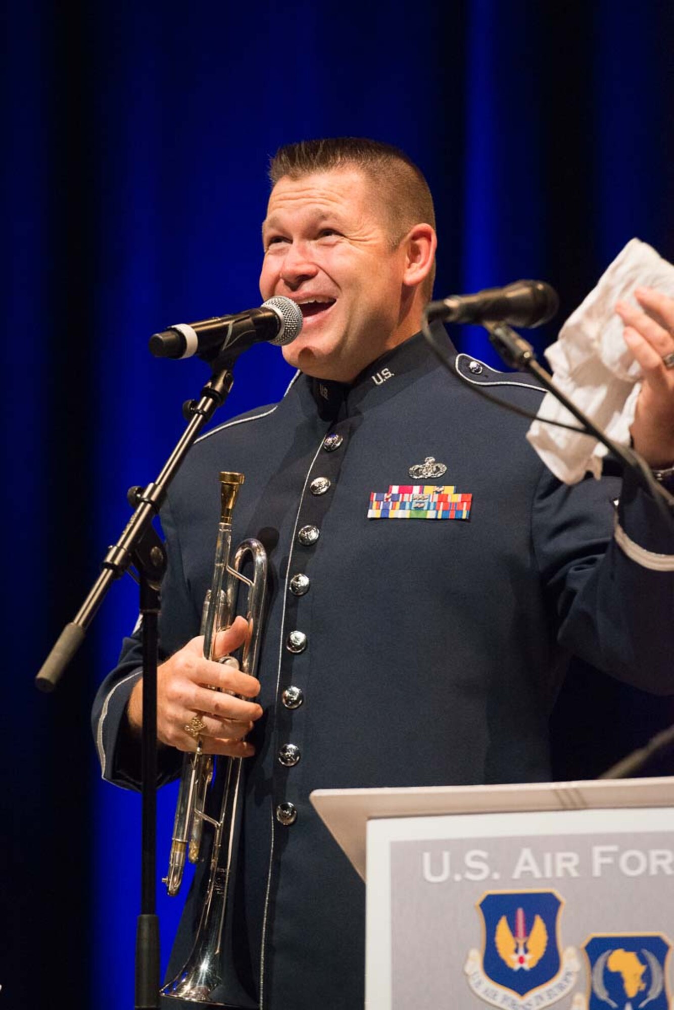 MSgt Tim Allums performs his famous Louis Armstrong impression.