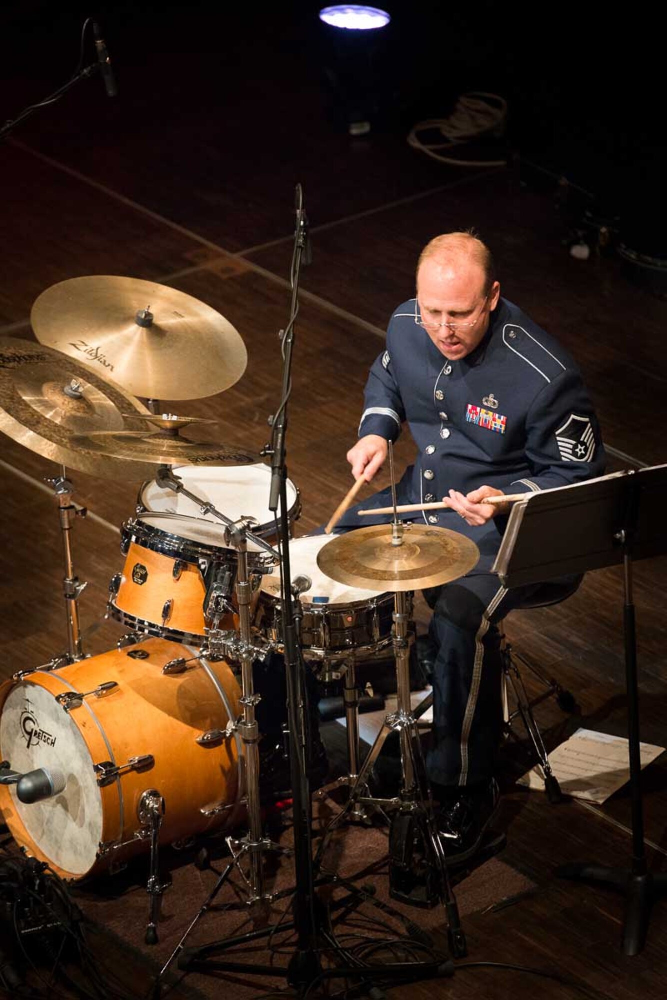MSgt Steve Przyzycki digging in to a drum fill.