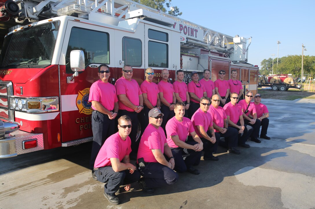 Cherry Point Fire and Emergency services and the Havelock community are helping to raise awareness about Breats Cancer this Octoberby wearing pink t-shirts. The department's main goal is to help combat breast cancer and inform the community to stay vigilant and aware of prevention measures.