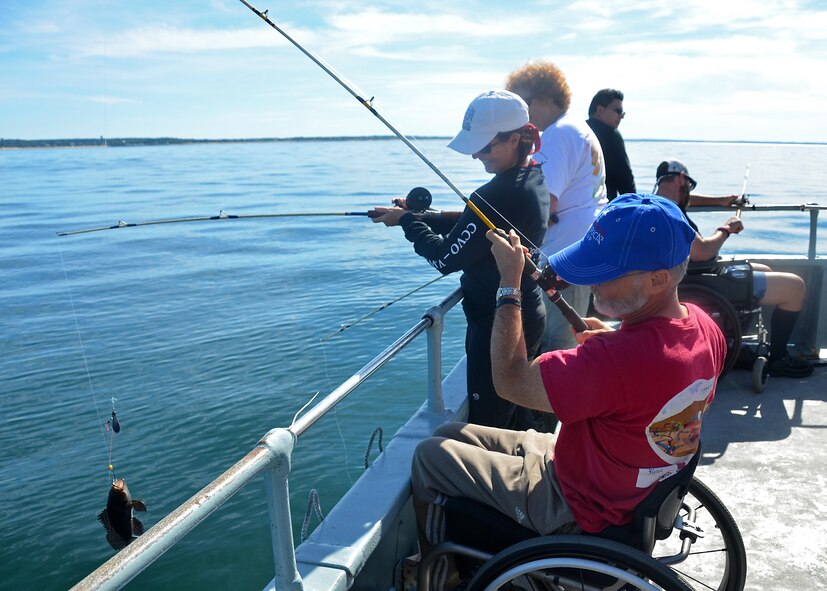 On Sept. 16, Lt. Col. Charles “Chip” Carroll hosted 27 wounded veterans aboard his fishing boat in Cape Cod. Lt. Col. Carroll been to more than 30 countries and has been involved in countless humanitarian and contingency responses and yet he manages to synch not only his Air Force and Family life but also his life as a boat Captain. (U.S. Air Force photo/SSgt. Kelly Galloway)