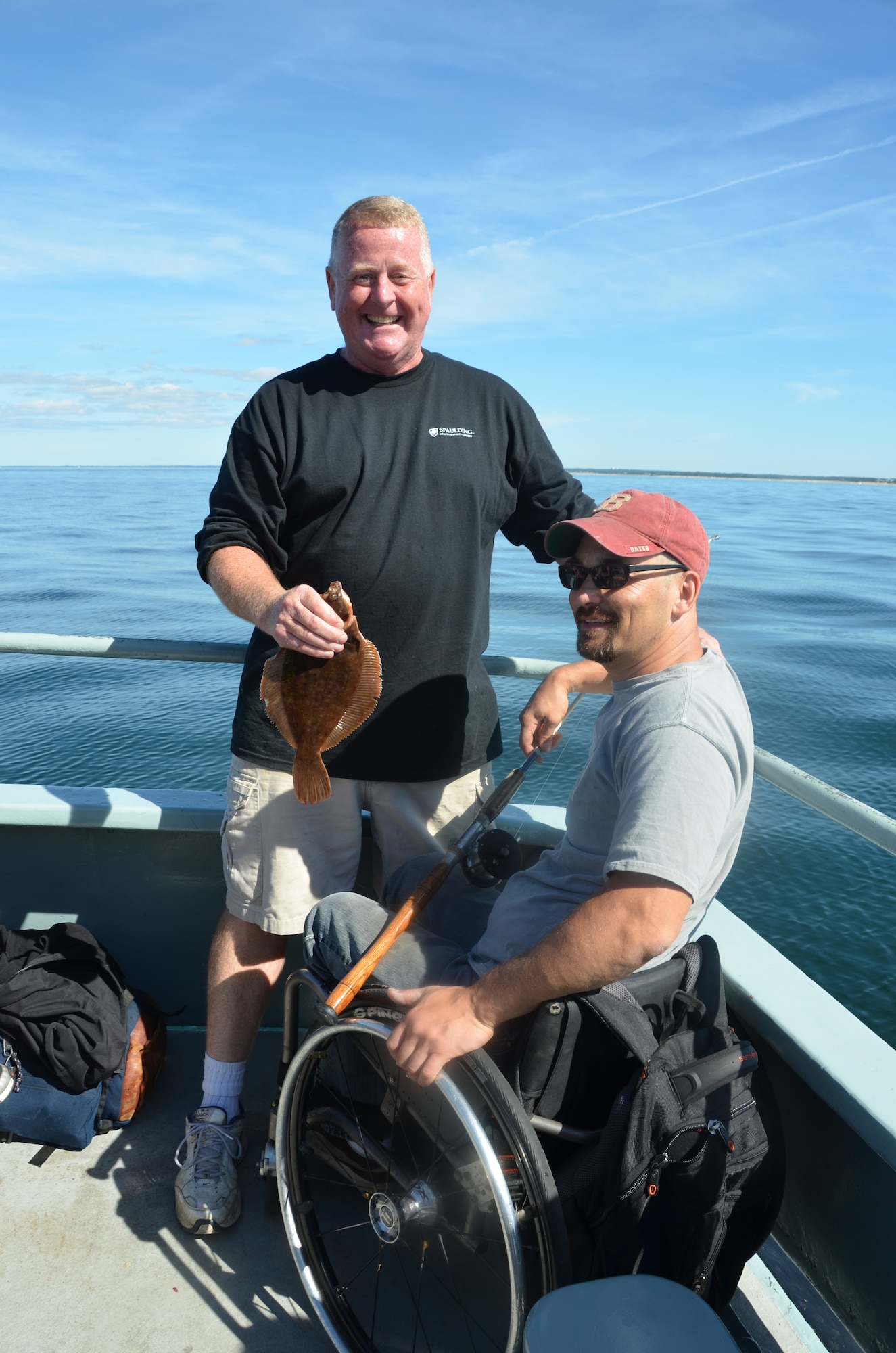 On Sept. 16, Lt. Col. Charles “Chip” Carroll hosted 27 wounded veterans aboard his fishing boat in Cape Cod. Lt. Col. Carroll been to more than 30 countries and has been involved in countless humanitarian and contingency responses and yet he manages to synch not only his Air Force and Family life but also his life as a boat Captain. (U.S. Air Force photo/SSgt. Kelly Galloway)