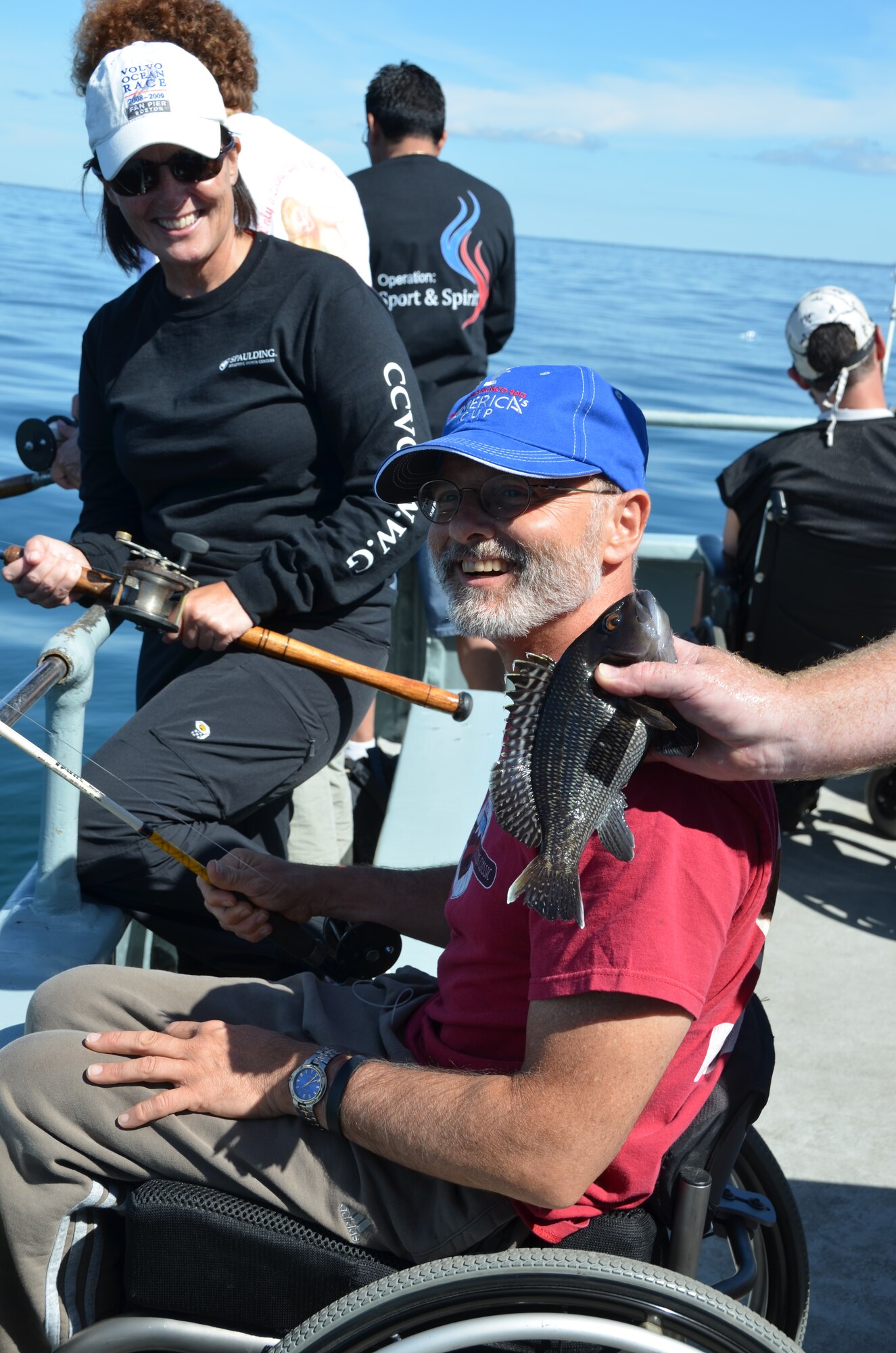 On Sept. 16, Lt. Col. Charles “Chip” Carroll hosted 27 wounded veterans aboard his fishing boat in Cape Cod. Lt. Col. Carroll been to more than 30 countries and has been involved in countless humanitarian and contingency responses and yet he manages to synch not only his Air Force and Family life but also his life as a boat Captain. (U.S. Air Force photo/SSgt. Kelly Galloway)