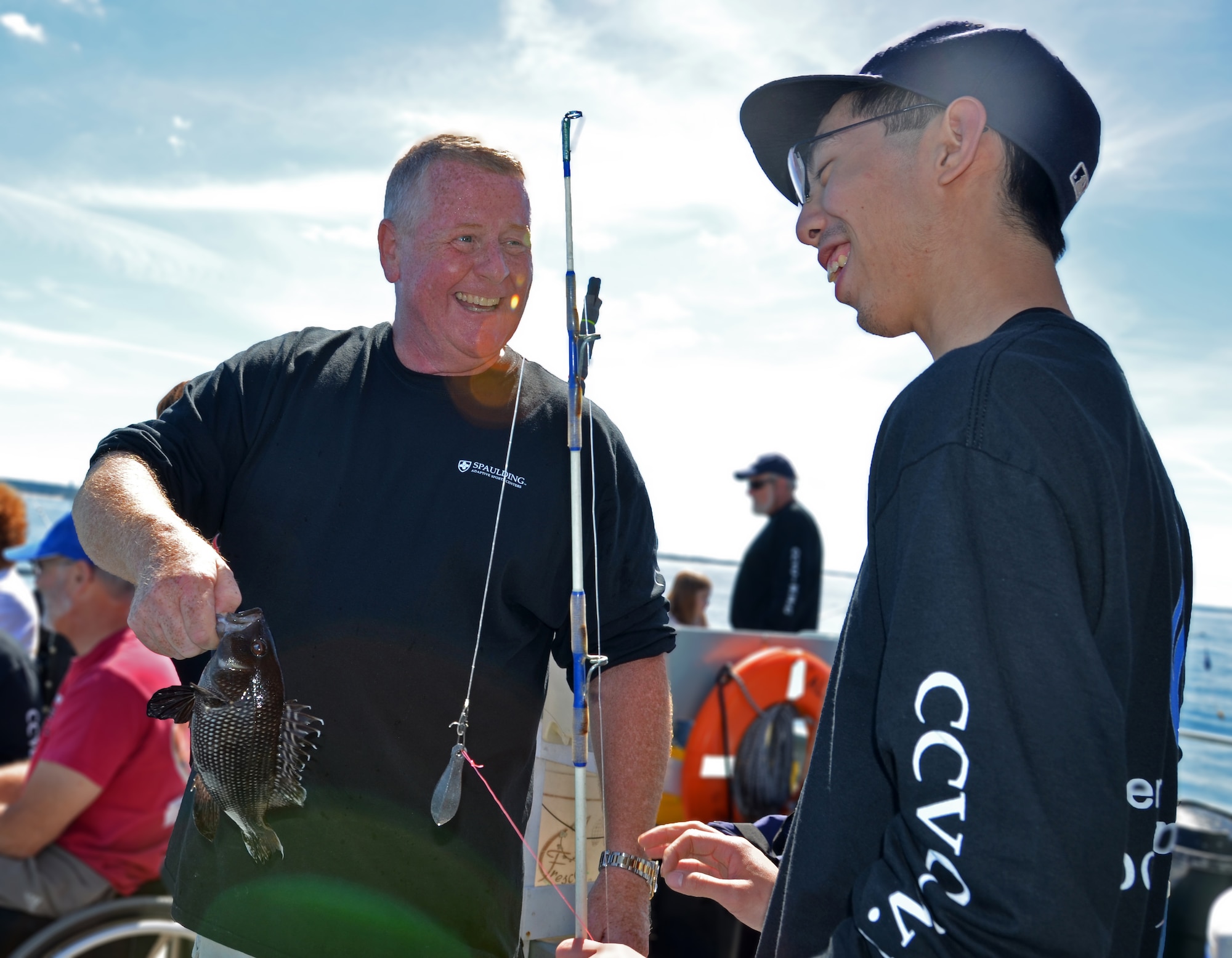 On Sept. 16, Lt. Col. Charles “Chip” Carroll hosted 27 wounded veterans aboard his fishing boat in Cape Cod. Lt. Col. Carroll been to more than 30 countries and has been involved in countless humanitarian and contingency responses and yet he manages to synch not only his Air Force and Family life but also his life as a boat Captain. (U.S. Air Force photo/SSgt. Kelly Galloway)