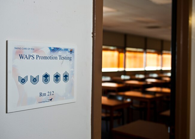 The 99th Force Support Squadron will continue to conduct Weighted Airman Promotion System testing for Airmen recently returned from deployment who missed their regular cycle. However, The Air Force Personnel Center warns Airmen to expect possible delays in the processing and scoring of these tests with the government is still shut down.  (U.S. Air Force photo by Staff Sgt. Michael Charles)