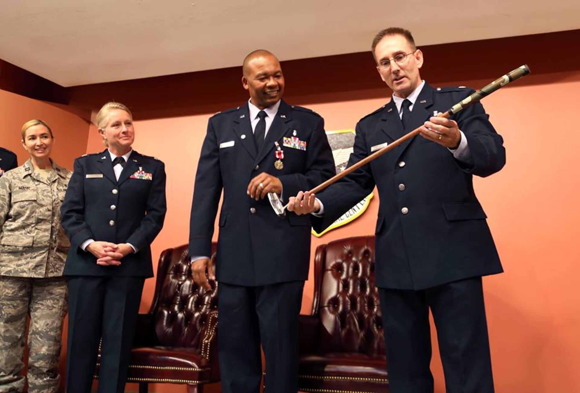 TRAVIS AIR FORCE BASE, Calif. -- Members of 349th Air Refueling Wing honored Lt. Col. Gregory A. Franklin, 349th Aerospace Medicine Squadron, with a retirement ceremony celebrating his 33 years, nine months, nine days and nine hours of uniformed service to the United States of America at David Grant USAF Medical Center, Travis Air Force Base, Calif., Sept. 22, 2013.  (U.S. Air Force photo / Lt. Col. Robert Couse-Baker)
