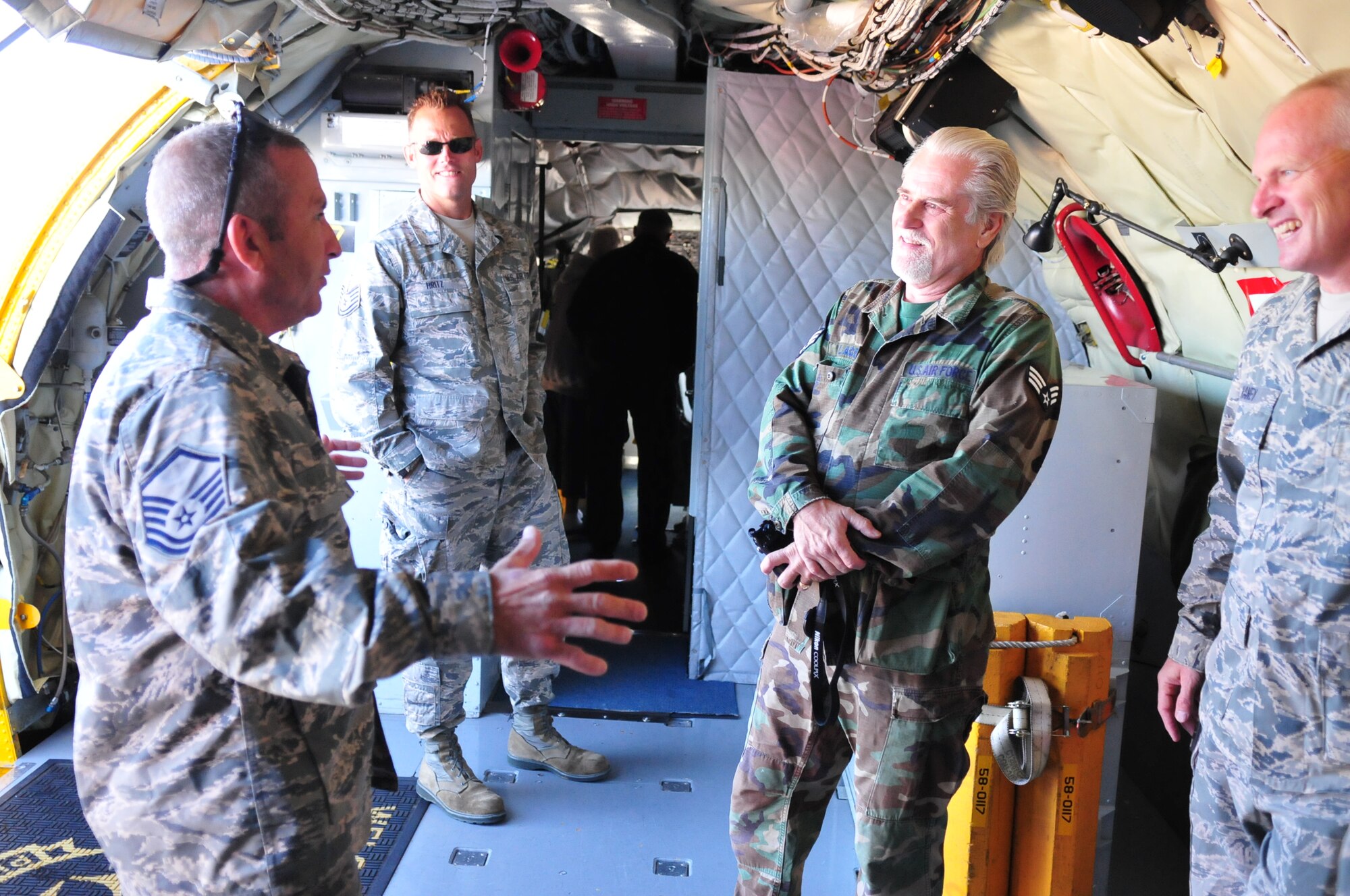 U.S. Air Force Retired Master Sgt. Robert Bragg and Sgt. Tom Lacey are reunited with a KC-135R/T Aircraft September 24, 2013. Bragg and Lacey performed ground maintenance on this particular KC-135R/T as early as 1967 while stationed at Beal AFB, California. The two recalled memories and shared stories with their counterparts from the 171st Air Refueling in Pittsburgh PA.  where the aircraft is still in service today. 44 years have passed since Bragg and Lacey saw each other last. Bragg learned the 171st Air Refueling Wing had the KC-135R/T he once maintained while attending an airshow near Pittsburgh, PA. Bragg posted a story on a KC-135Q website where Lacey found it. Lacey shorty contacted the 171st Public Affairs office and requested if the two could visit the base. (U.S. Air National Guard photo by Tech. Sgt. Shawn Monk/Released)   