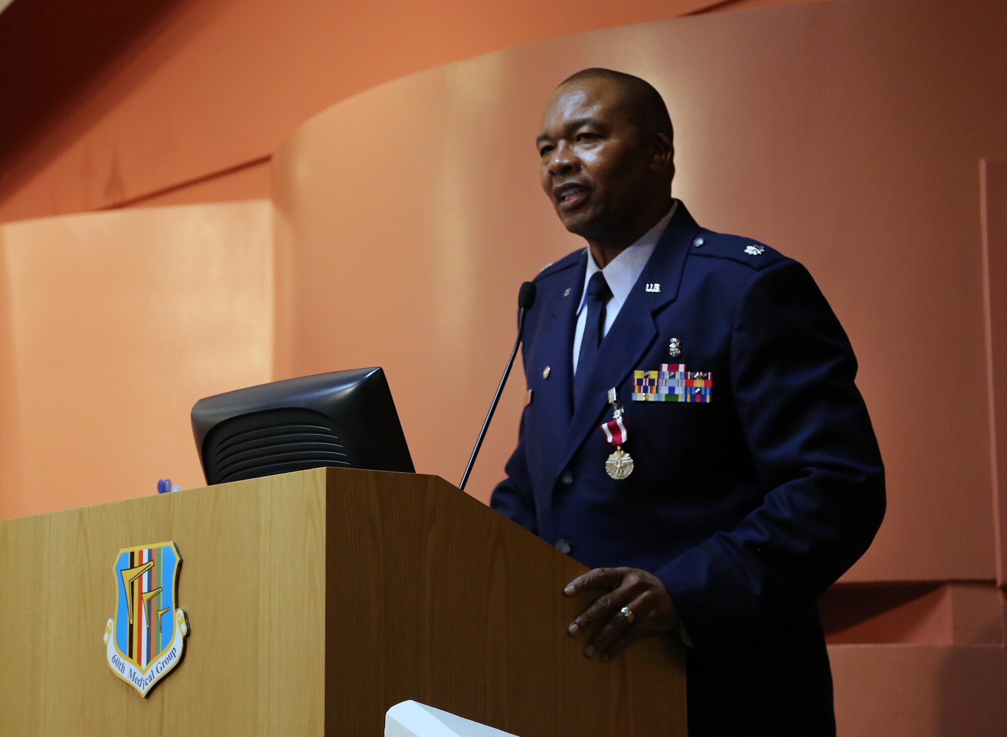 TRAVIS AIR FORCE BASE, Calif. -- Members of 349th Air Refueling Wing honored Lt. Col. Gregory A. Franklin, 349th Aerospace Medicine Squadron, with a retirement ceremony celebrating his 33 years, nine months, nine days and nine hours of uniformed service to the United States of America at David Grant USAF Medical Center, Travis Air Force Base, Calif., Sept. 22, 2013.  (U.S. Air Force photo / Lt. Col. Robert Couse-Baker)