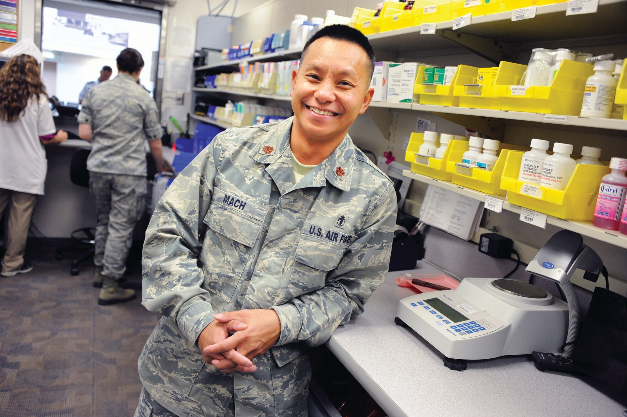 Maj. Andre Mach is the 10th Medical Support Squadron Pharmacy Operations chief and Pharmacy Flight deputy commander. (U.S. Air Force Photo/Carol Lawrence)