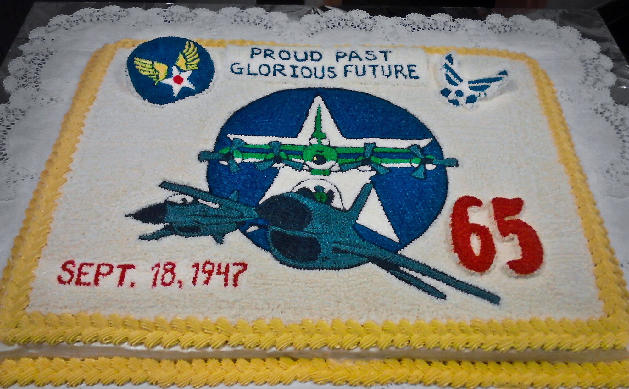 Eglin’s 2012 Air Force Birthday cake was designed and created by Senior Airman Glen Gould, of the 96th Force Support Squadron.  Gould was recently selected for training at the Culinary Institute of America.  (Courtesy photo)