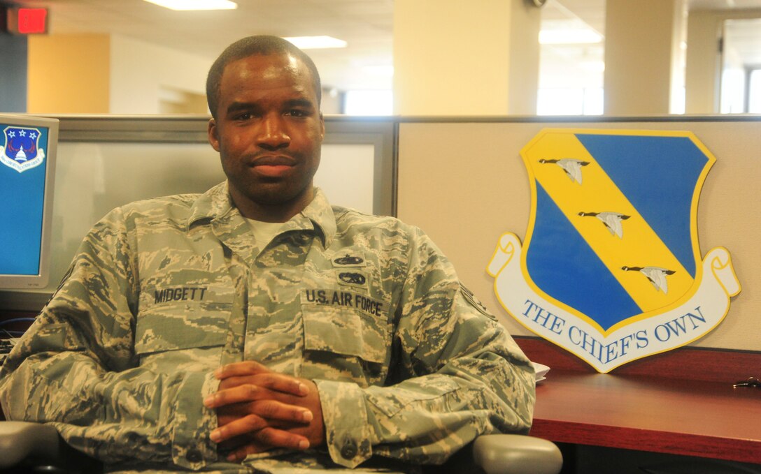 Staff Sgt. Ryan Midgett is this week’s Warrior of the Week. He is the 11th Logistic Readiness Squadron non-commissioned officer in charge of support agreements for military units and various government agencies, (U.S. Air Force photo/ Ms. Amber Russell)