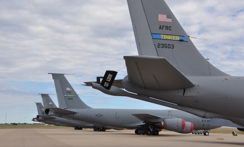 Many KC-135R Stratotankers sit idle during day 16 of the partial government shutdown.  Flying operations in the 507th and 137th Air Refueling Wings have slowed significantly, but a handful of missions continue as some are considered “excepted” activities.  All Air Reserve Component Inactive Duty Training was canceled temporarily until appropriations are available.  (U.S. Air Force Photo/Maj. Jon Quinlan) 
