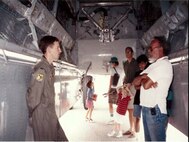 Then 1st Lt. Max B. Mitchell provides a B-52 Stratofortress tour to local community members. Mitchell officially retired from the U.S. Air Force Oct. 11, after 25 years of service with nearly 4,000 flying hours in the B-52 as a master navigator. (Courtesy Photo)