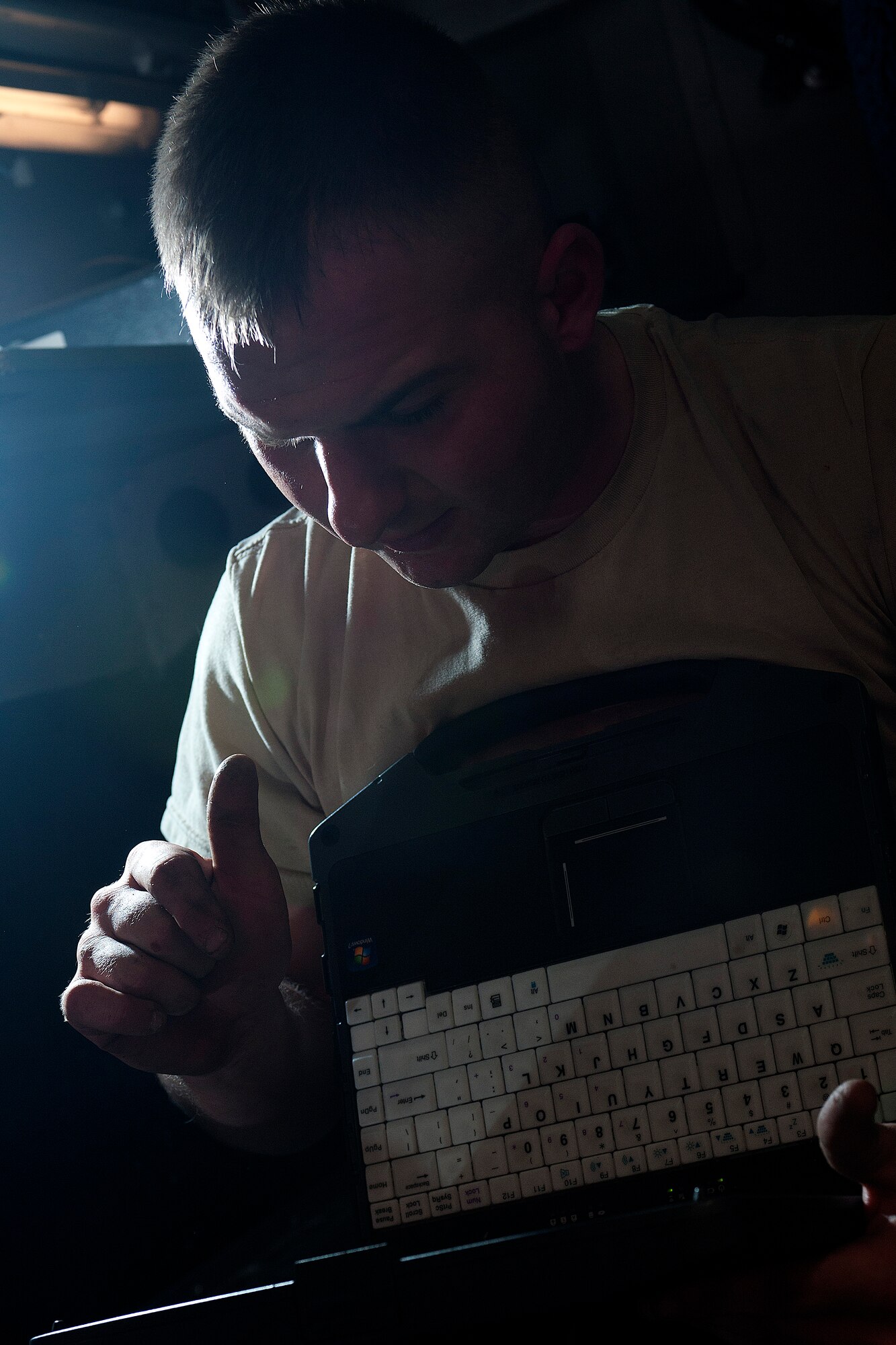 ALTUS AIR FORCE BASE, Okla. – Senior Airman James Kelleher, 97th Air Mobility Wing Maintenance Division crew chief, checks the operational instruction of a C-17 Globemaster III cargo aircraft during a 720-day home station refurbishing Oct. 10, 2013. Operational instructions provide an accurate account of the aircraft’s equipment to allow for the maintenance division to properly inspect and revamp modules of the aircraft that are in need of service. (U.S. Air Force photo by Senior Airman Jesse Lopez/Released)