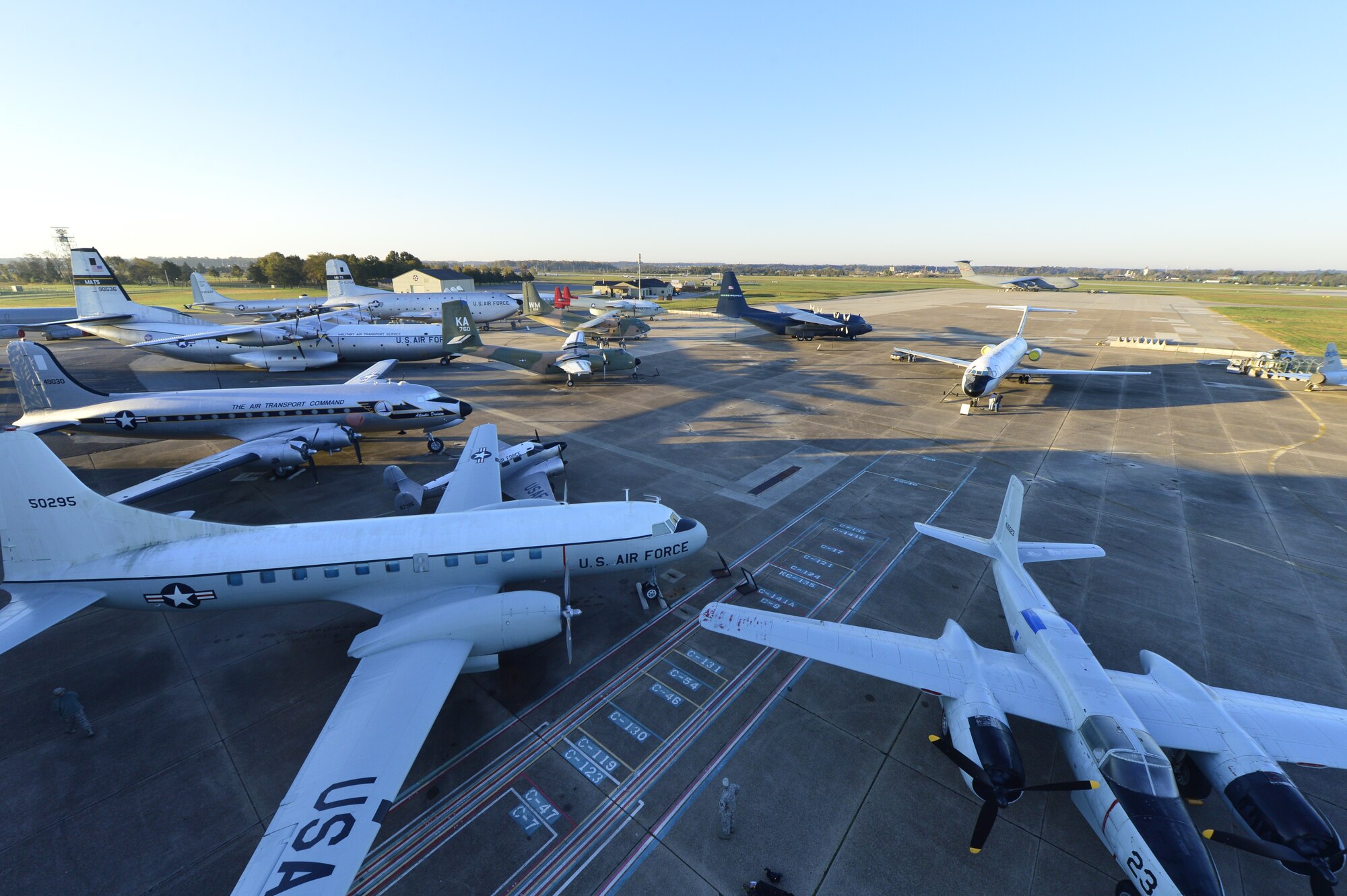 Aircraft sit parked at the Air Mobility Command Museum Oct. 21, 2013, at Dover Air Force Base, Del. About a dozen aircraft were moved to accommodate the museum’s newest addition a C-5A Galaxy. (U.S. Air Force photo/David Tucker)
