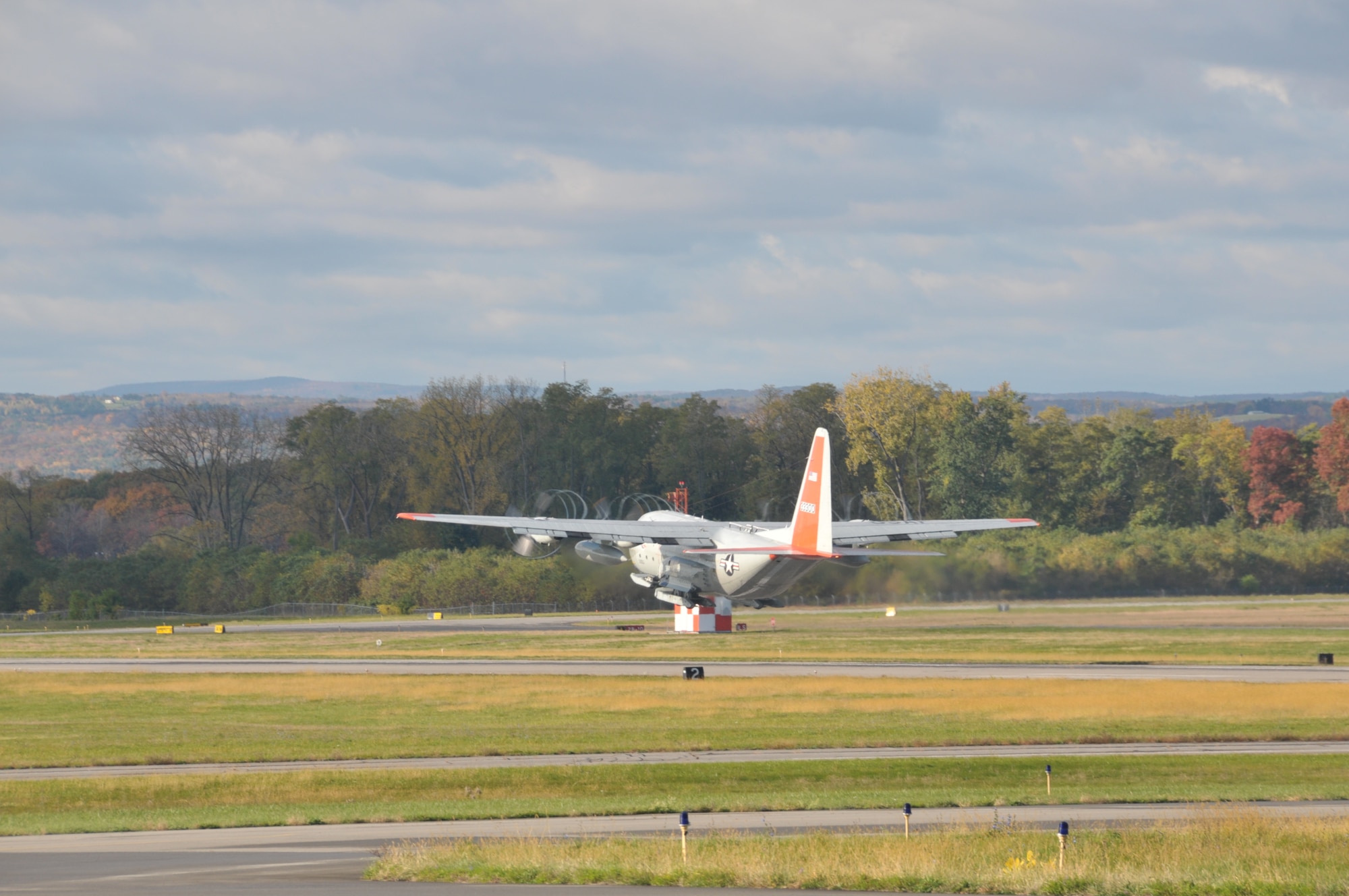 SCOTIA, NY -  An LC-130 aircraft bound for Antarctica in support of Operation DEEP FREEZE takes off from Stratton Air National Guard Base Oct. 18, 2013. (Air National Guard photo by Master Sgt. William M. Gizara/Released)