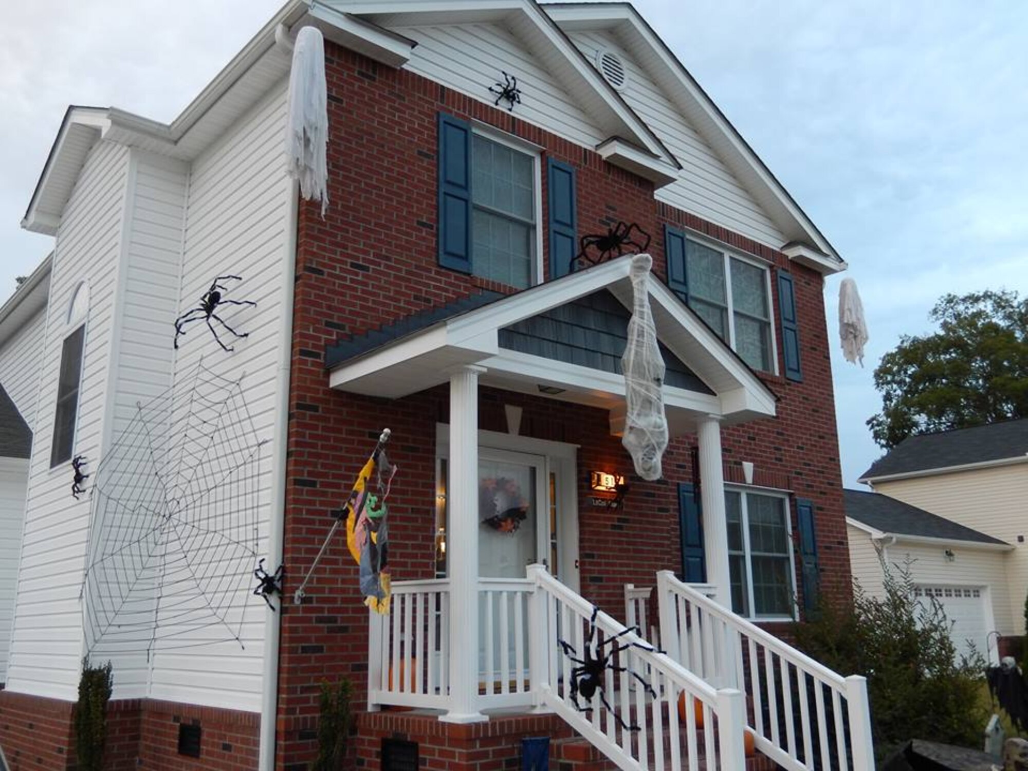 U.S. Air Force Lt. Col. Christine Mau, 4th Operations Support Squadron commander, and her family won the Halloween Decorations Contest for "spookiest" house on Seymour Johnson Air Force Base, N.C. (Courtesy photo)