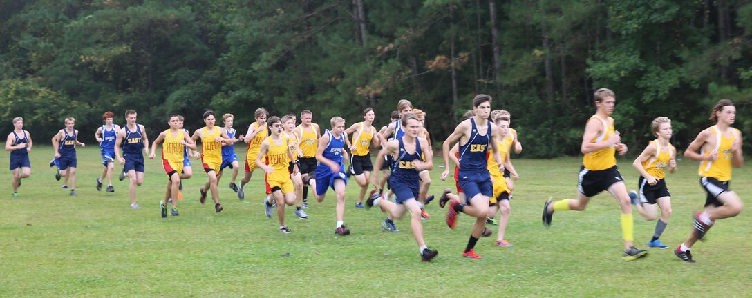 Runners from Lejeune High School, Pamlico County High School, Northside High
School, Bear Grass Charter School and East Carteret High School competed
aboard Marine Corps Base Camp Lejeune for the Coastal Plains 1A Conference
Cross-Country Finals, Oct. 15.
