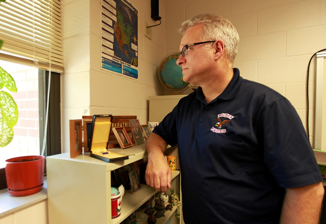 Brian Kirkpatrick, a 6th and 8th grade history teacher at Bolden Elementary/Middle School in Beafort, S.C., is one of few survivors of the 1983 Marine Barracks bombing in Beirut, Lebanon. On Oct. 23,1983, a suicide bomber driving a truck rammed into the barracks with 12,000 pounds of high explosives detonating one of the largest non-nuclear bombings in history. There were about 300 U.S. service members in the barracks at the time of the bombing, 241 of those service members were killed due injuries sustained from the bombing.