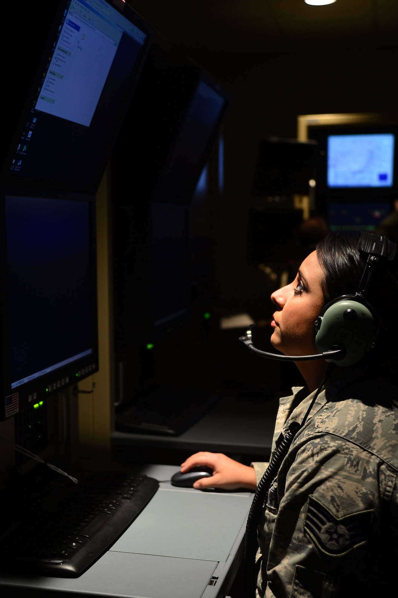 Staff Sgt. Tabitha views a video feed from an MQ-1 Predator as the wing passed the 2 million flying hour milestone Oct. 22, 2013. The wing’s 2 million hour mark was achieved culminating in more than 215,000 total missions completed and nearly 94 percent of all missions flown in support of major combat operations. Tabitha is a 432nd Wing/432nd Air Expeditionary Wing mission intelligence coordinator.