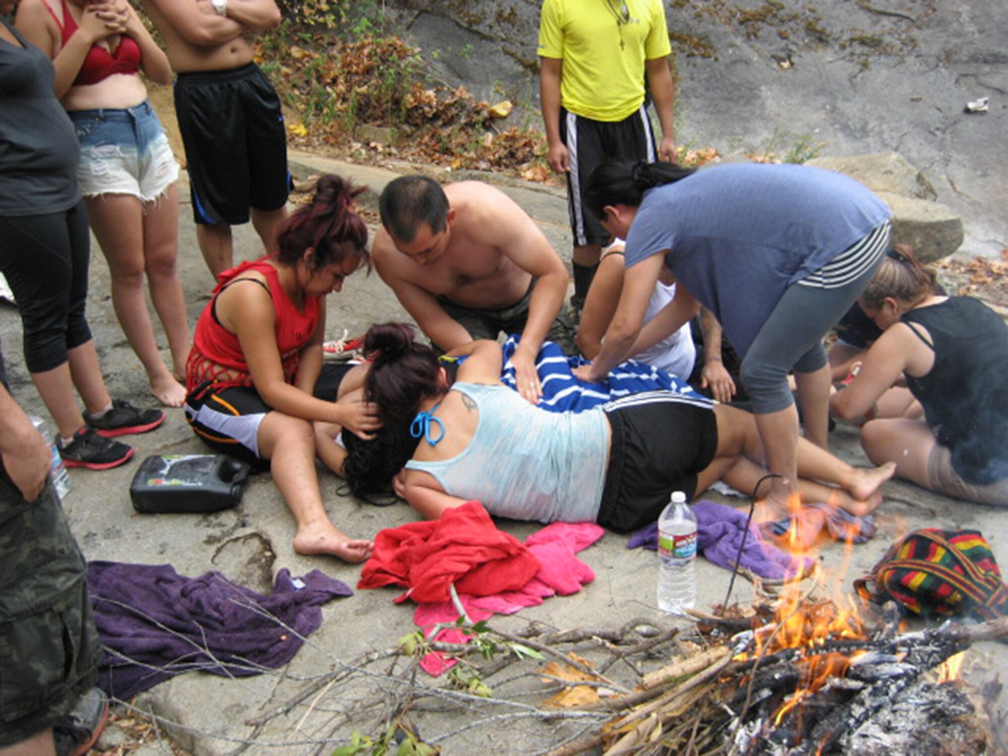 With the girl dying from hypothermia, White (center) had to work fast, not only to get her body temperature up but to administer CPR after she stopped breathing twice. (Courtesy photo)