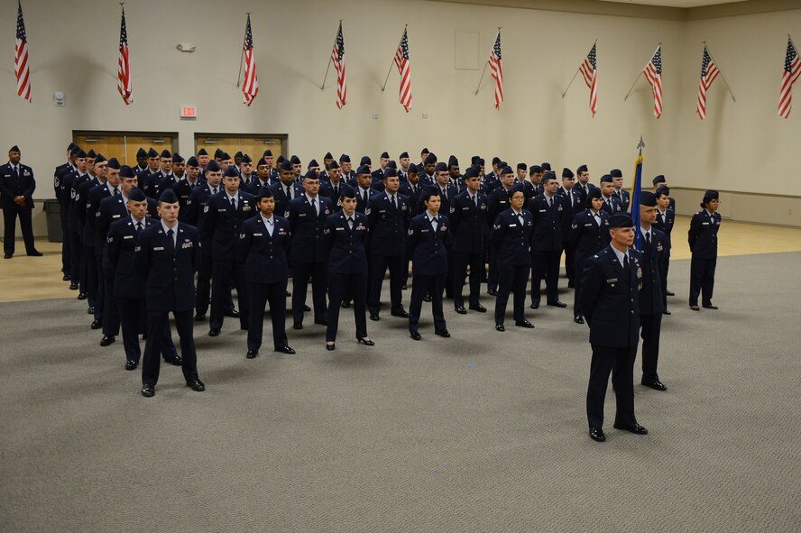 Eighth Air Force Vice Commander Col. Thomas Hesterman leads the formation of Airmen at a change of command ceremony for Maj. Gen. Scott Vander Hamm.  During the ceremony at Barksdale Air Force Base, La., Oct. 23, 2013, Vander Hamm was promoted to the rank of major general and took command of 8 AF, the Joint Functional Component Command for Global Strike, and Task Force 204. (U.S. Air Force photo/Senior Airman Micaiah Anthony)