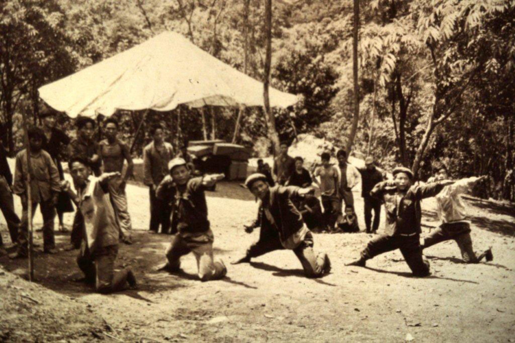 Grenade training, 1960s, northern Laos, (Courtesy of Hmong Archives)