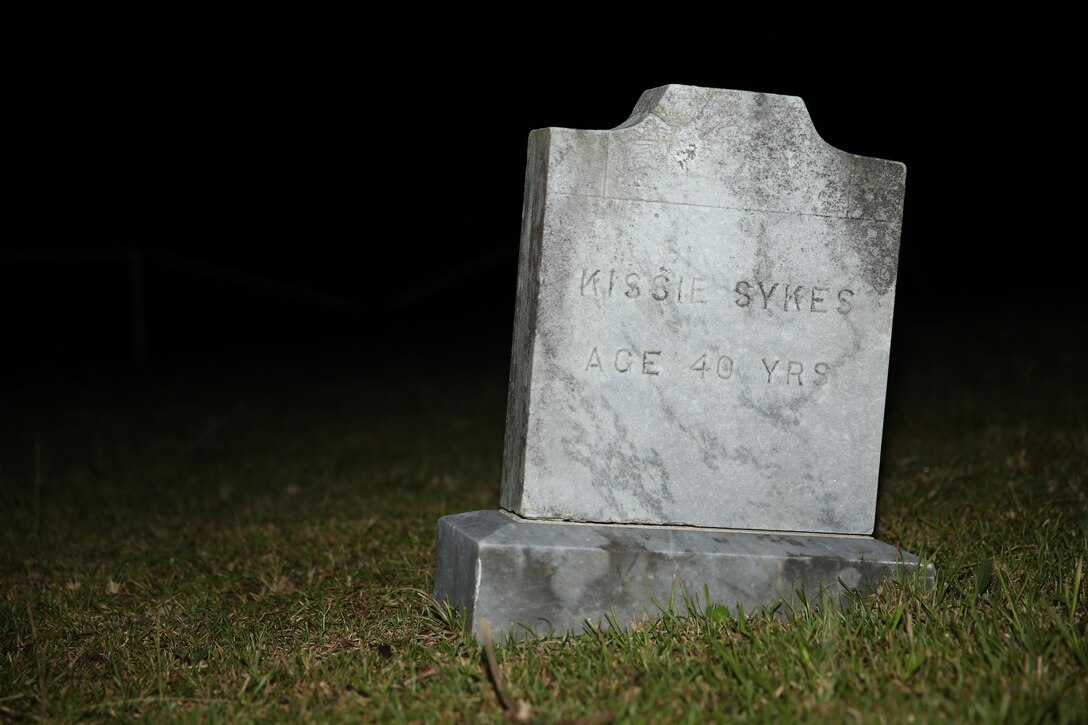 Kissie Sykes grave is located near the gas chamber at Cherry Point. The grave was relocated during the construction of the flight line.