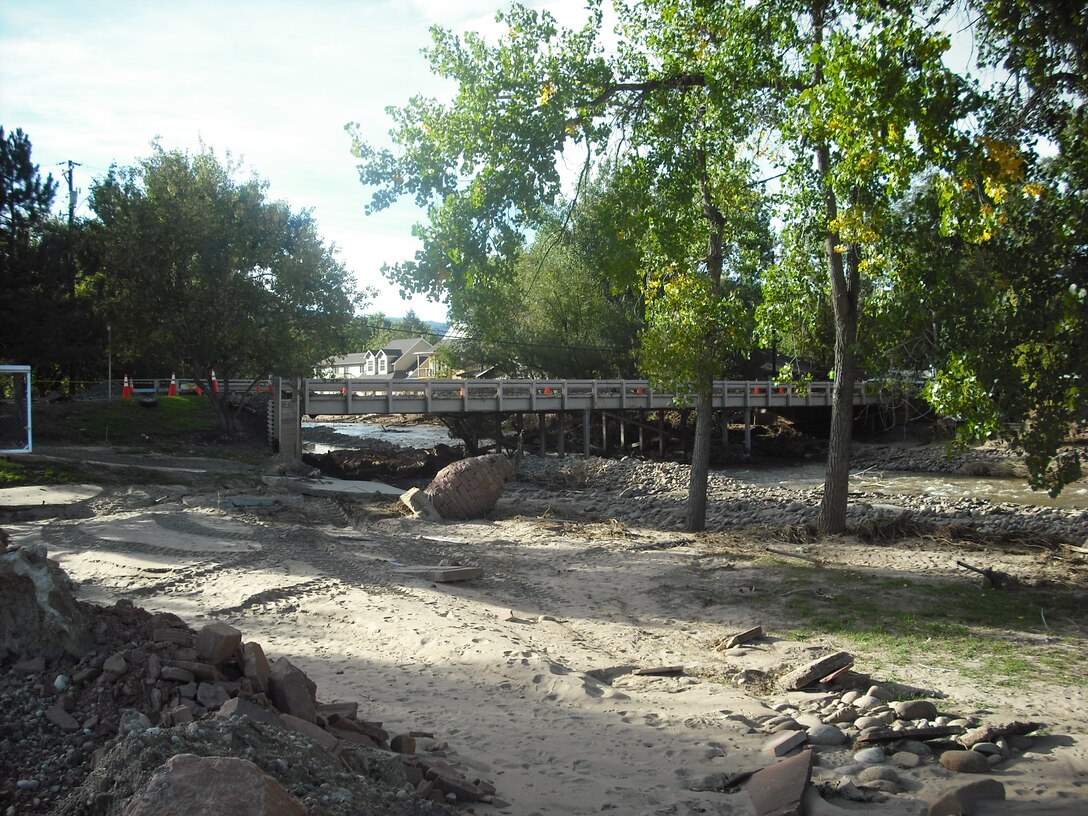 The 2nd Ave bridge in Lyons, Colo., was impacted as high flows on the St. Vrain River forced the river from its channel flowing through a park and ball field, washing out parts of 2nd Avenue as well as impacting the 2nd Avenue bridge before returning to its natural channel. Regional General Permit 96-07 is being used to authorize larger flood related repair projects not covered under the Nationwide Permits. The Denver Regulatory Office developed RGP 96-07 for flood related activities in Colorado. Activities still require review from the Denver Regulatory Office.