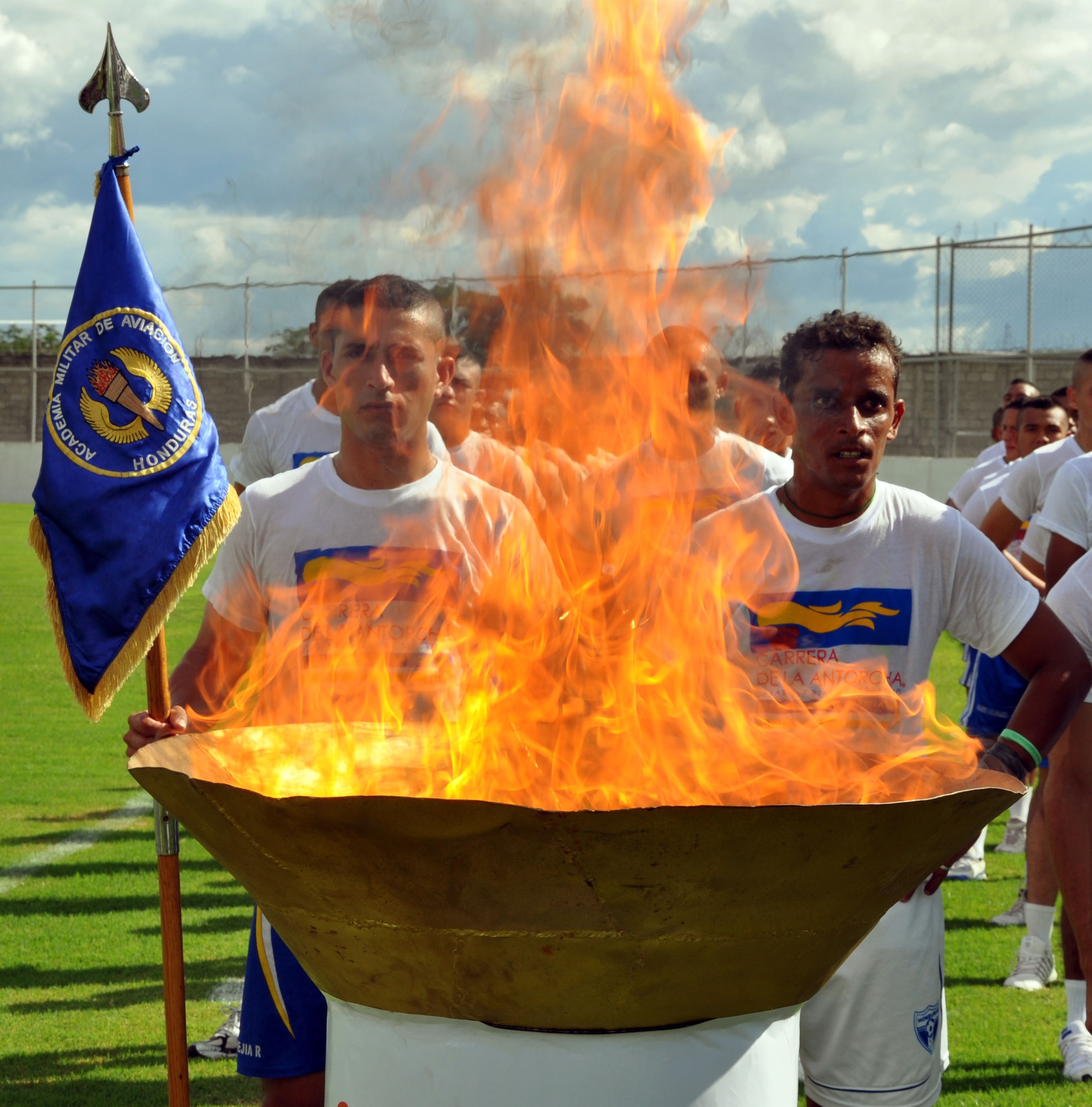 The Honduras Special Olympic flame was lit during the event's opening ceremony at Carlos Miranda Stadium, Comayagua, Honduras, Oct. 24, 2013.  Joint Task Force-Bravo is providing support for the Honduras Special Olympics soccer tournament, which will be played at Soto Cano Air Base.  (U.S. Air Force photo by Capt. Zach Anderson)