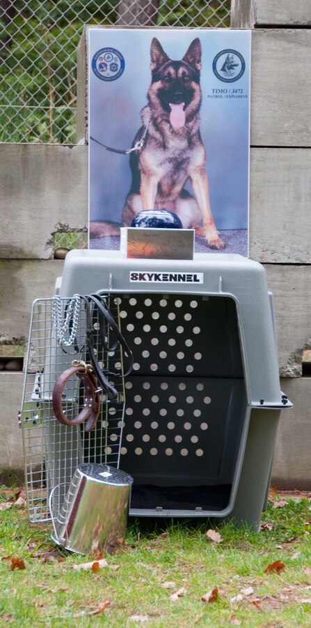 On Wednesday, October 16th, Ramstein Air Base’s 86th Security Forces Squadron held a memorial and retirement service for Military Working Dogs.  For the memorial portion of the ceremony, the event celebrated the service of Military Working Dog, Timo who entered the service at Lackland Air Force Base on 17 January 2006 and arrived to Ramstein on 06 Aug 2006. Timo had a busy military career, and after seven years of honorable service, Timo was laid to rest on 13 July 2013. 